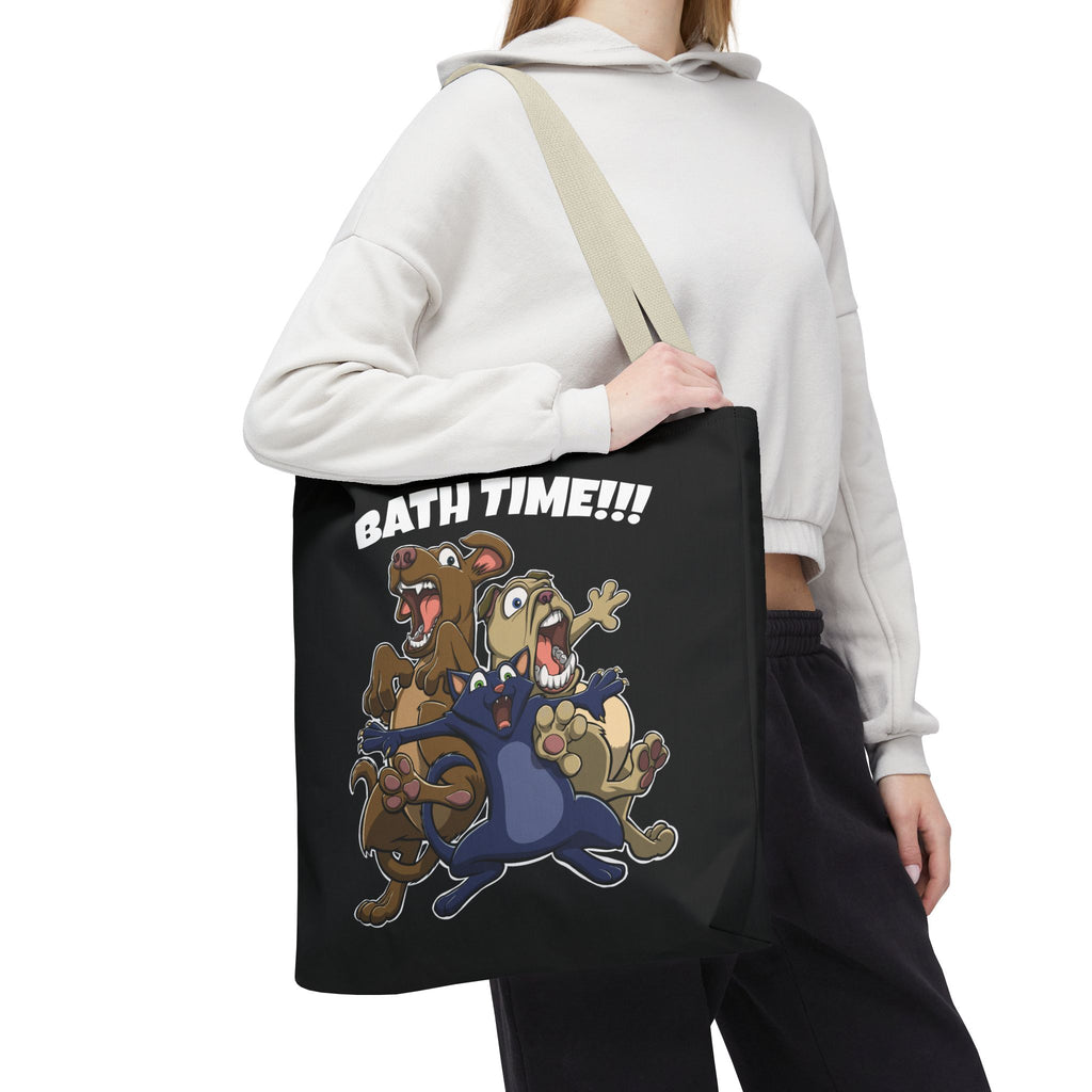 Funny Bath Time Cat & Dogs Cartoon | Tote Bag