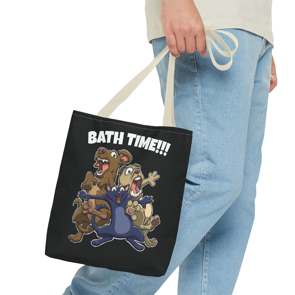 Funny Bath Time Cat & Dogs Cartoon | Tote Bag