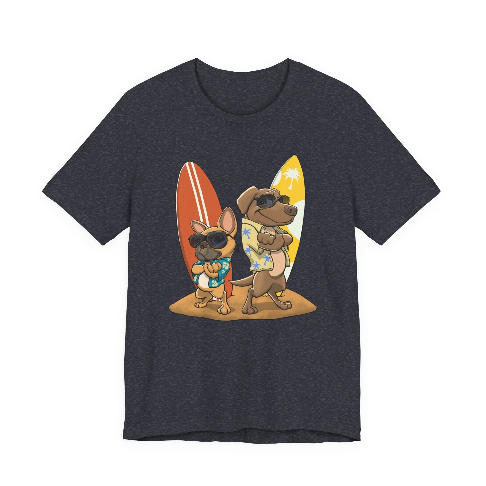 Surfer Dogs Unisex T-Shirt | Funny Cartoon Dog Tee