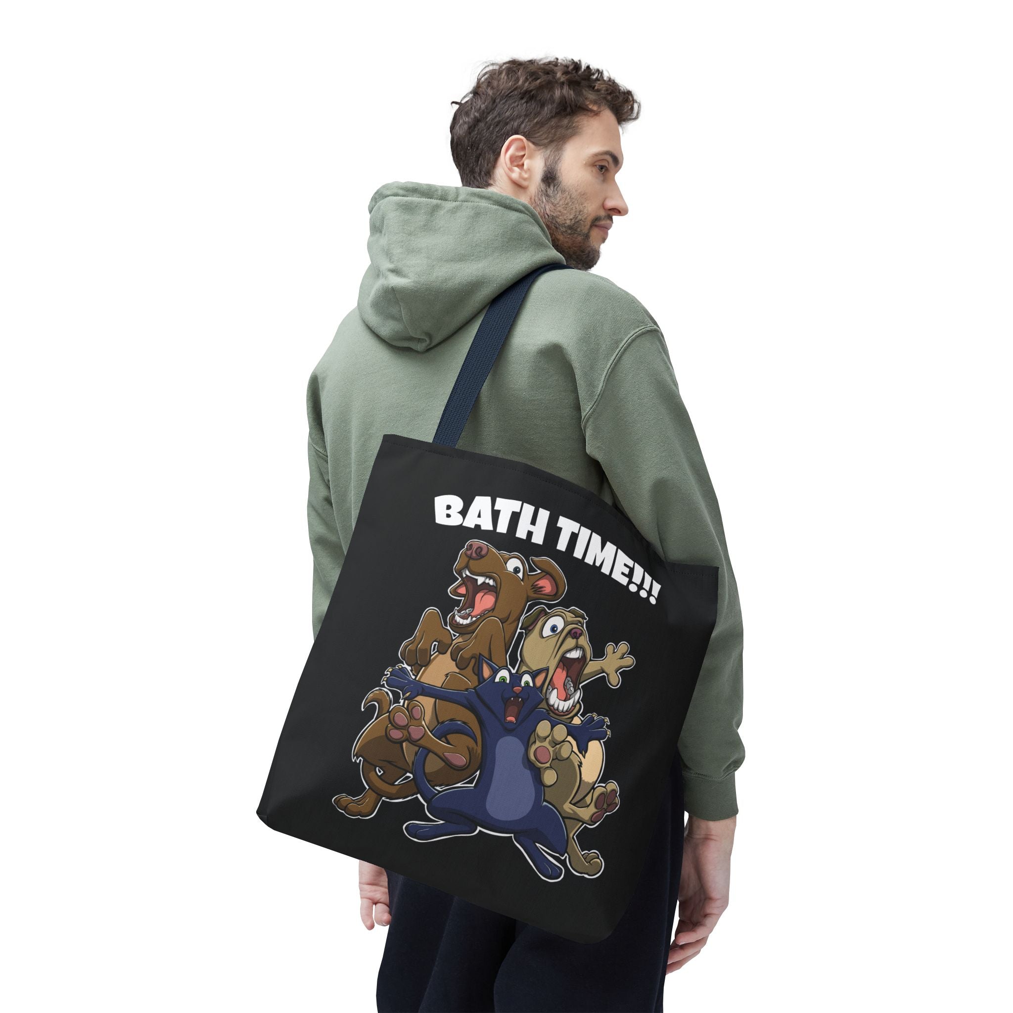 Funny Bath Time Cat & Dogs Cartoon | Tote Bag