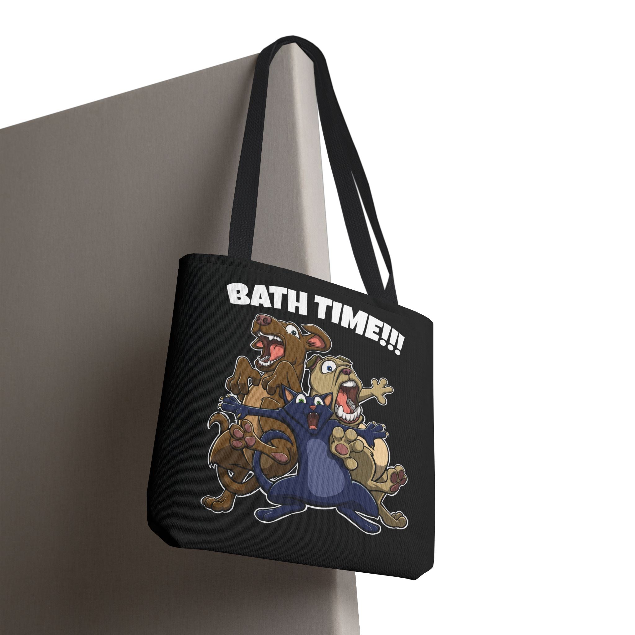 Funny Bath Time Cat & Dogs Cartoon | Tote Bag