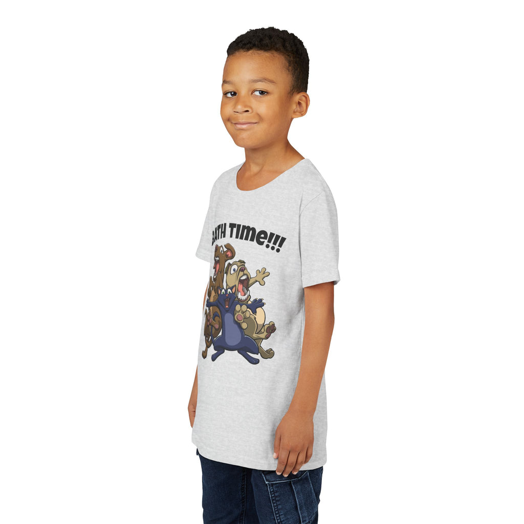 Funny Bath Time Cat & Dogs Cartoon | Kids Jersey Tee
