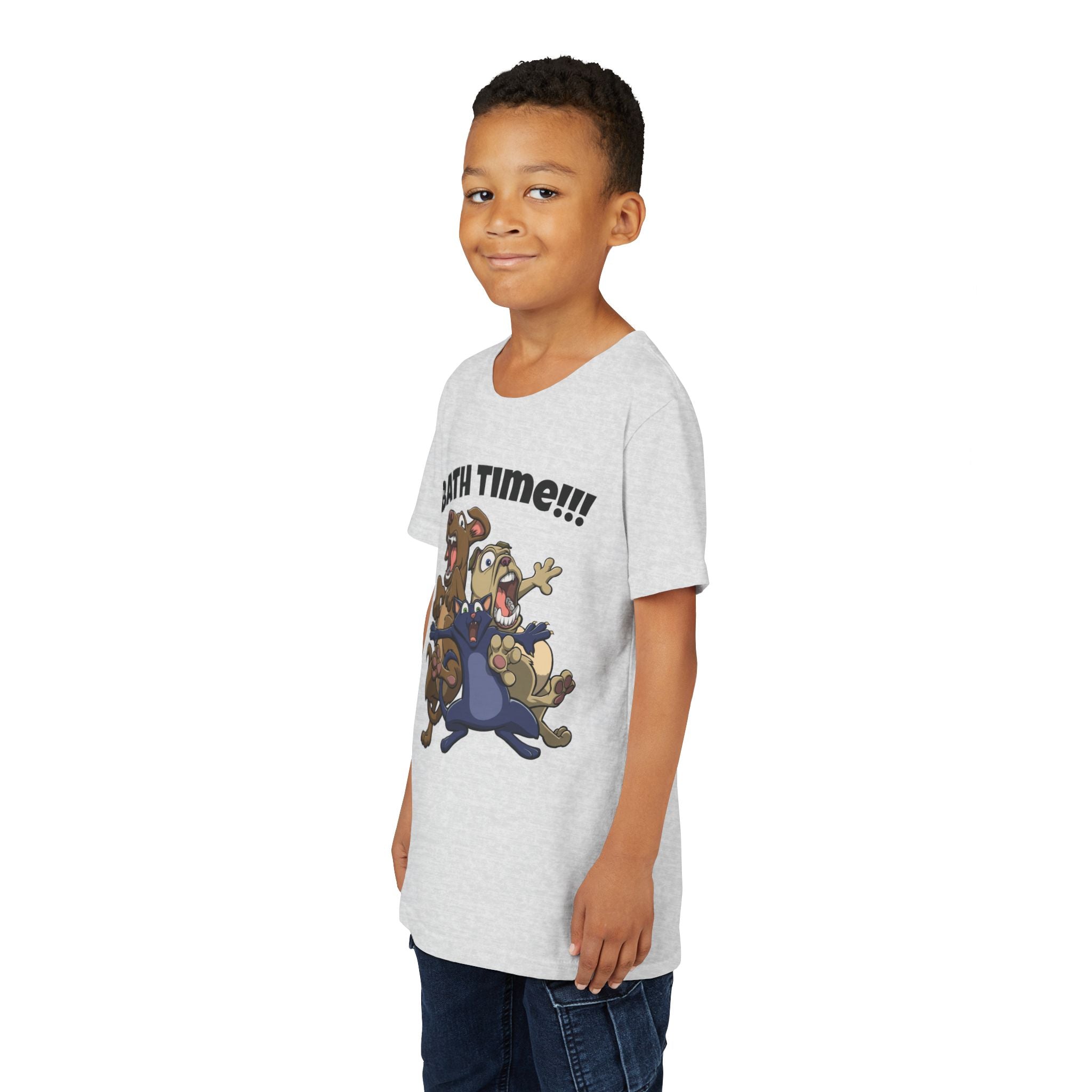 Funny Bath Time Cat & Dogs Cartoon | Kids Jersey Tee