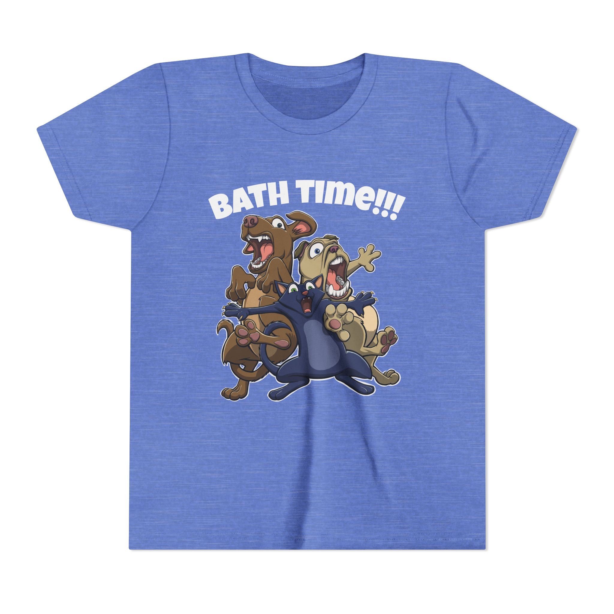 Funny Bath Time Cat & Dogs Cartoon | Kids Jersey Tee