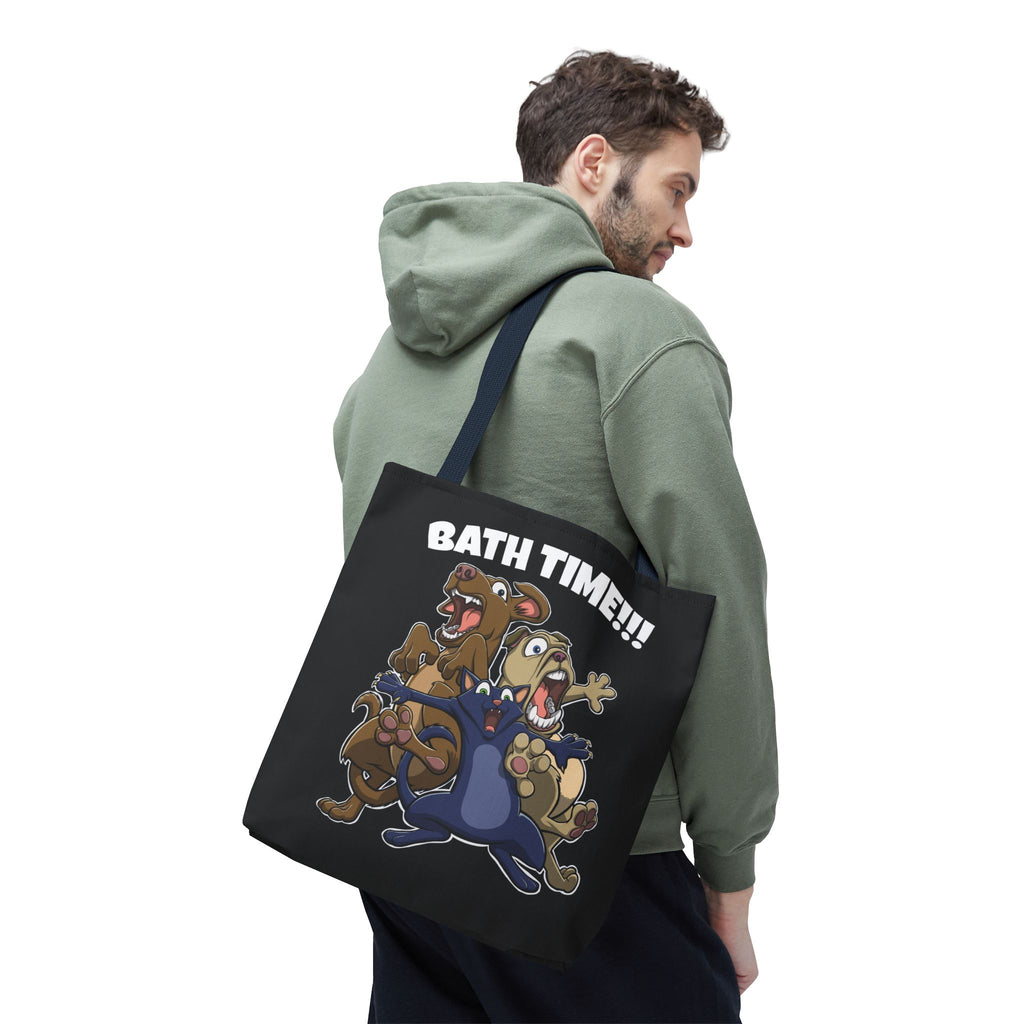 Funny Bath Time Cat & Dogs Cartoon | Tote Bag