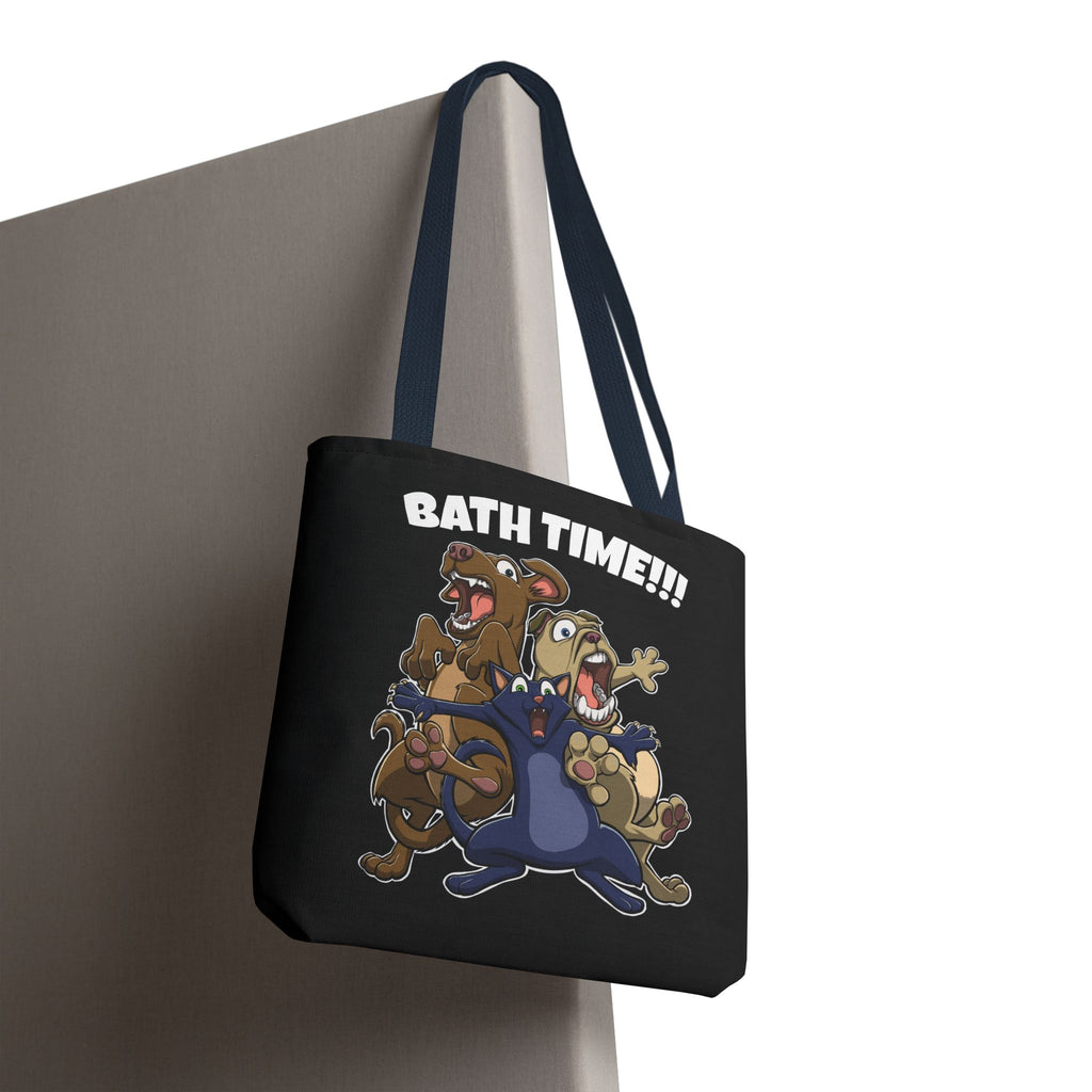 Funny Bath Time Cat & Dogs Cartoon | Tote Bag