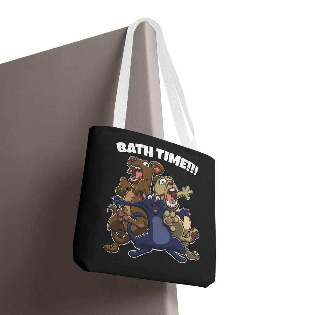 Funny Bath Time Cat & Dogs Cartoon | Tote Bag