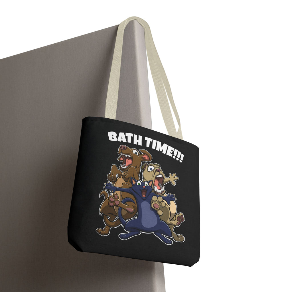 Funny Bath Time Cat & Dogs Cartoon | Tote Bag