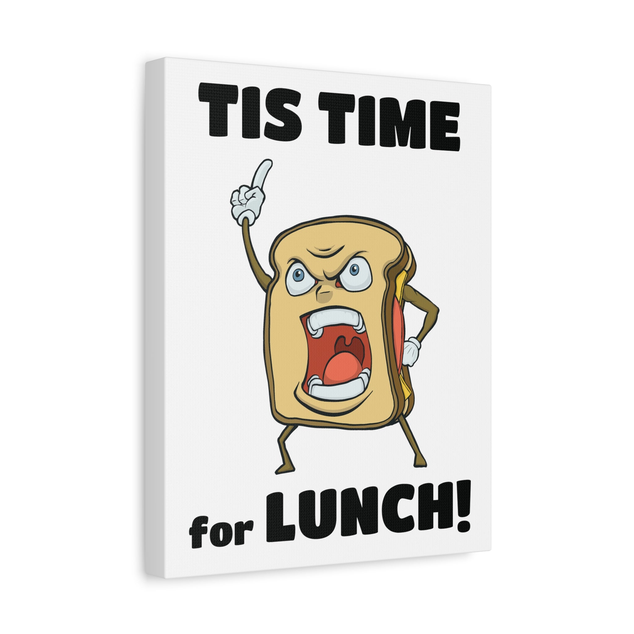 Cartoon Sandwich Declares Lunch Time | Canvas Print | Funny Food Wall Art