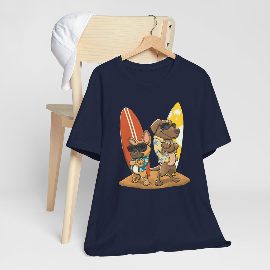 Surfer Dogs Unisex T-Shirt | Funny Cartoon Dog Tee