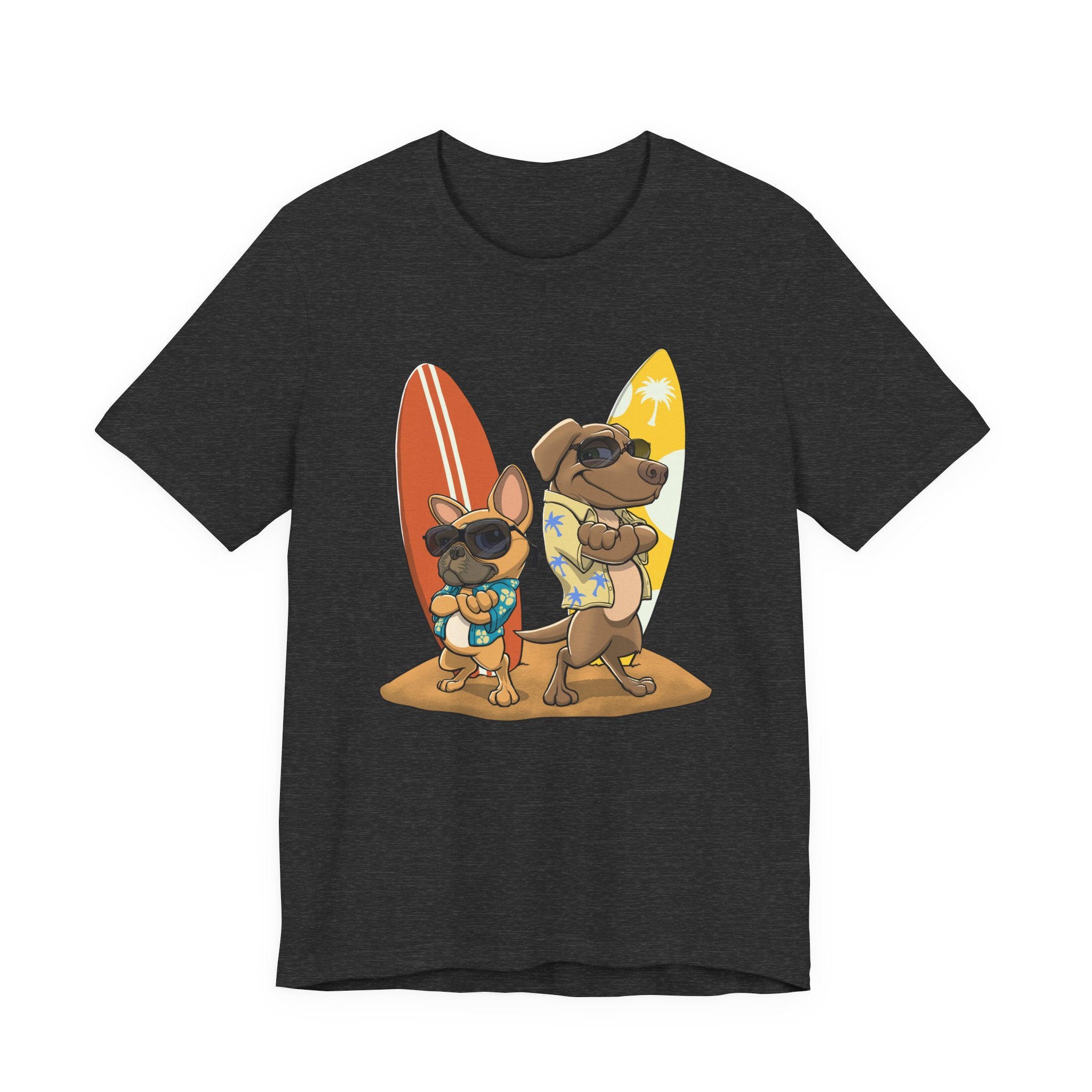 Surfer Dogs Unisex T-Shirt | Funny Cartoon Dog Tee