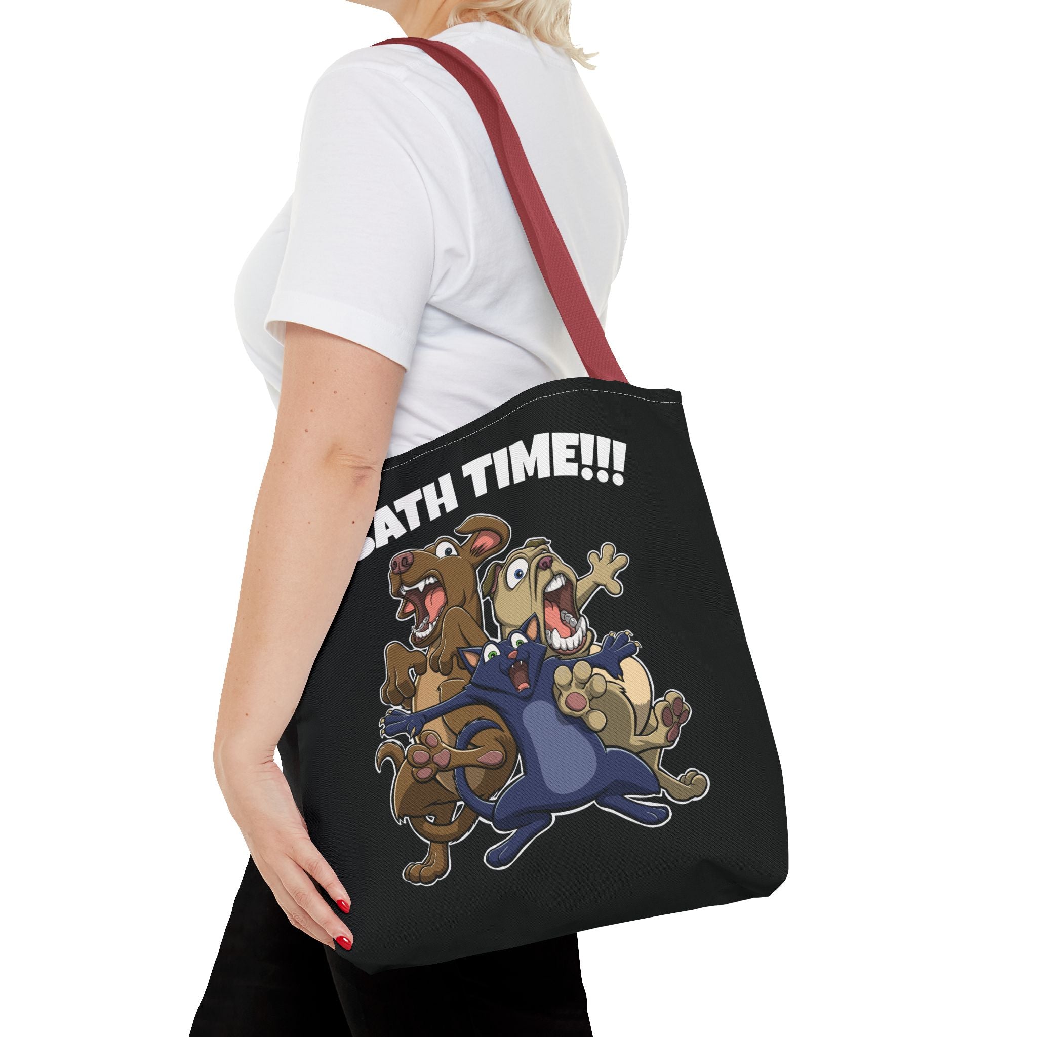 Funny Bath Time Cat & Dogs Cartoon | Tote Bag