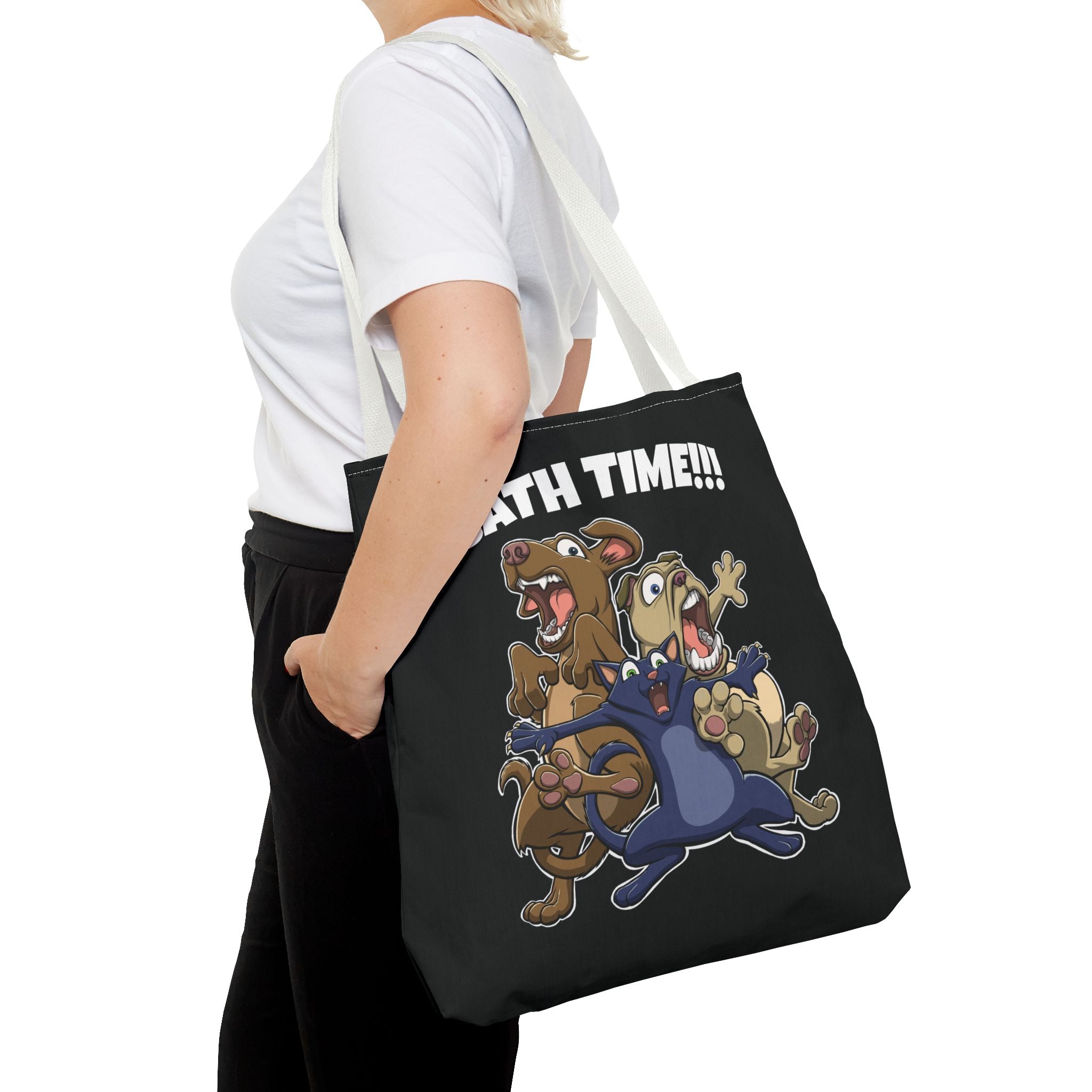 Funny Bath Time Cat & Dogs Cartoon | Tote Bag