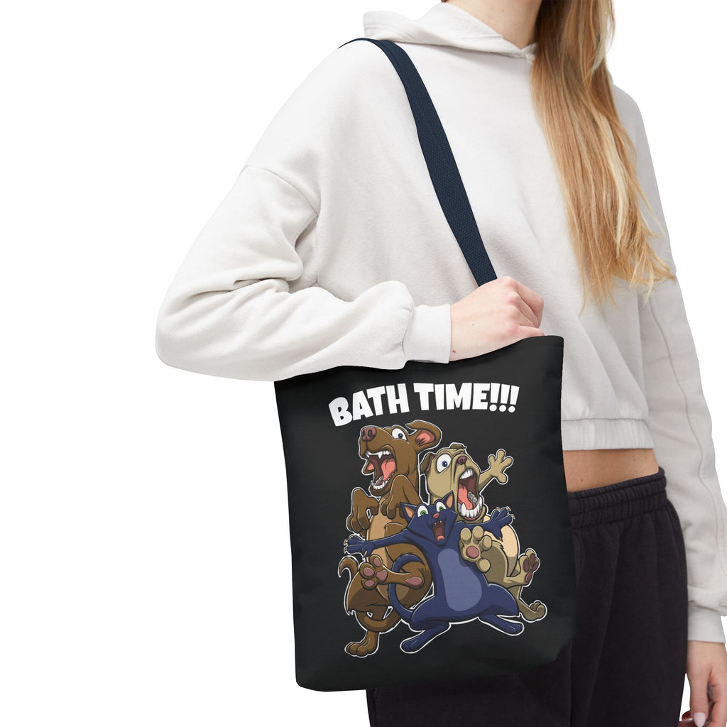Funny Bath Time Cat & Dogs Cartoon | Tote Bag