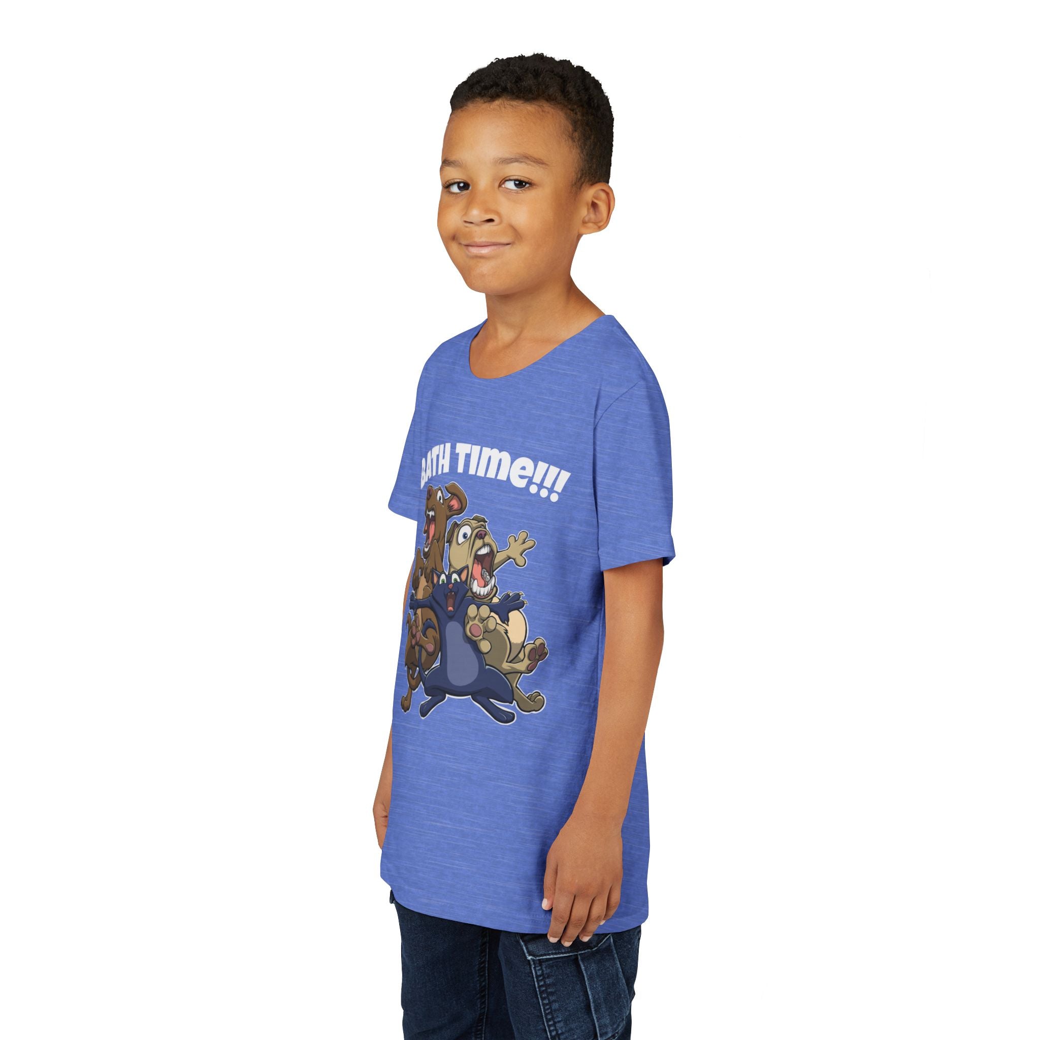Funny Bath Time Cat & Dogs Cartoon | Kids Jersey Tee