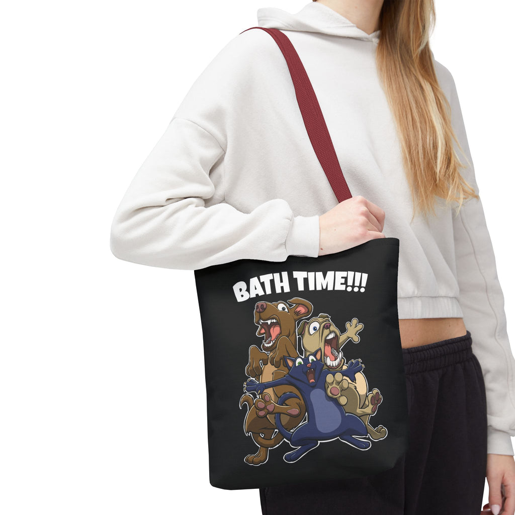 Funny Bath Time Cat & Dogs Cartoon | Tote Bag