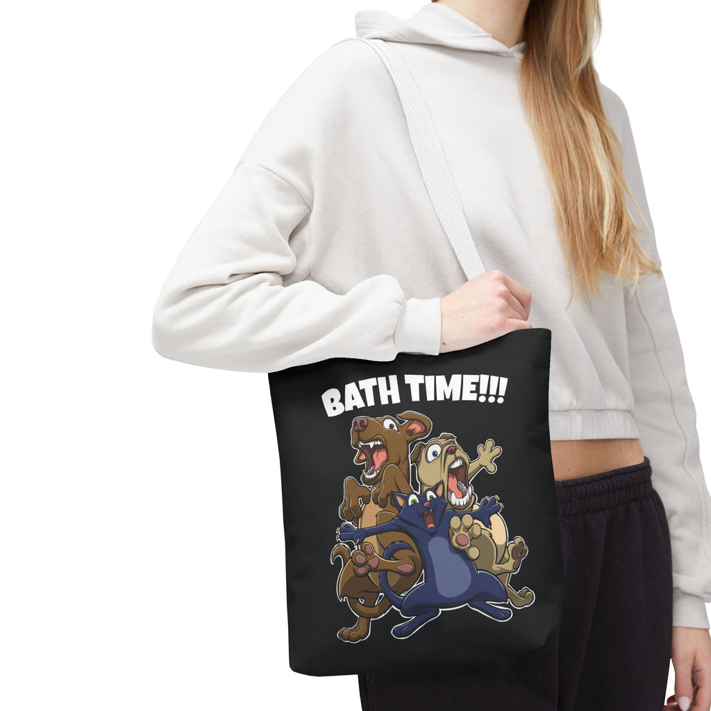 Funny Bath Time Cat & Dogs Cartoon | Tote Bag