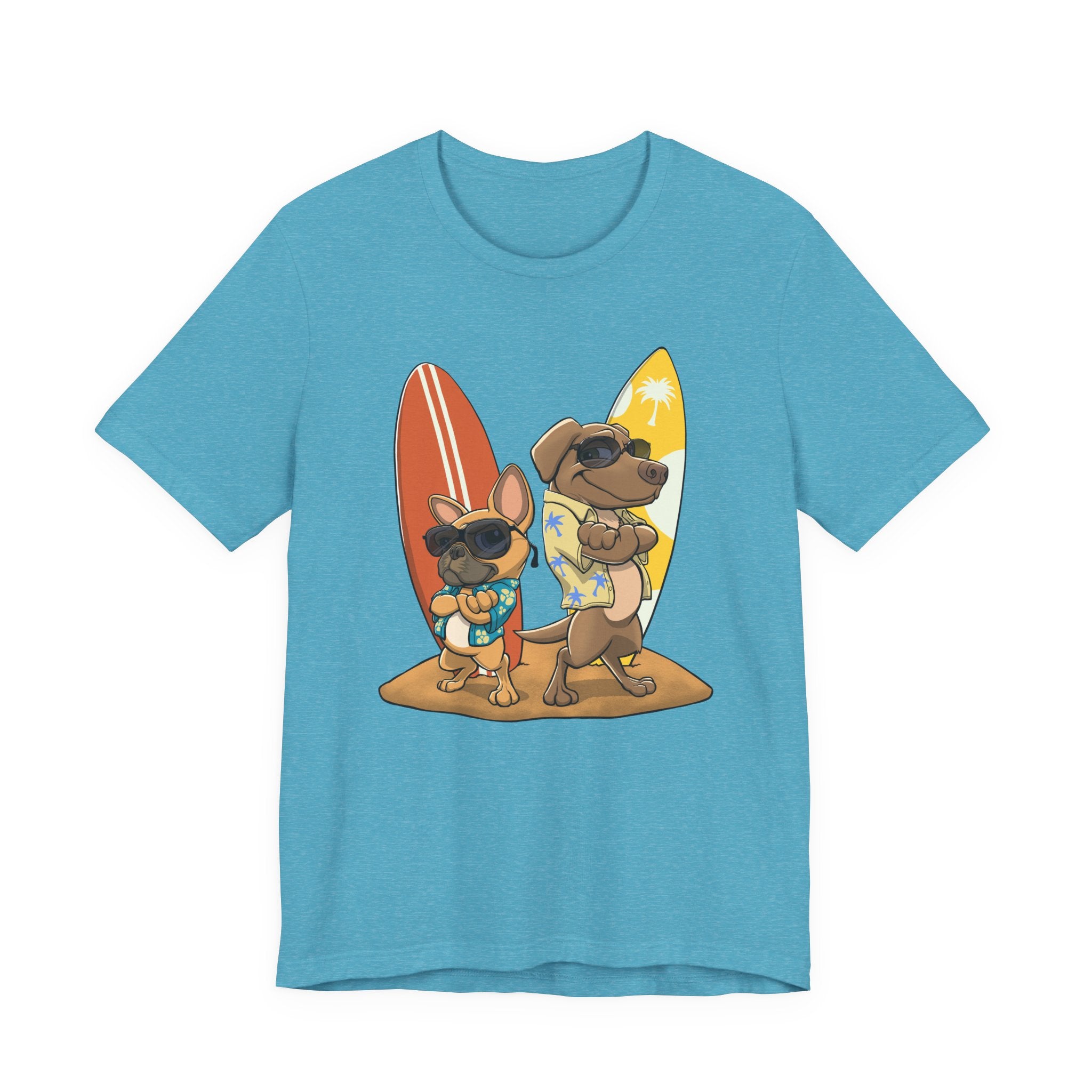 Surfer Dogs Unisex T-Shirt | Funny Cartoon Dog Tee