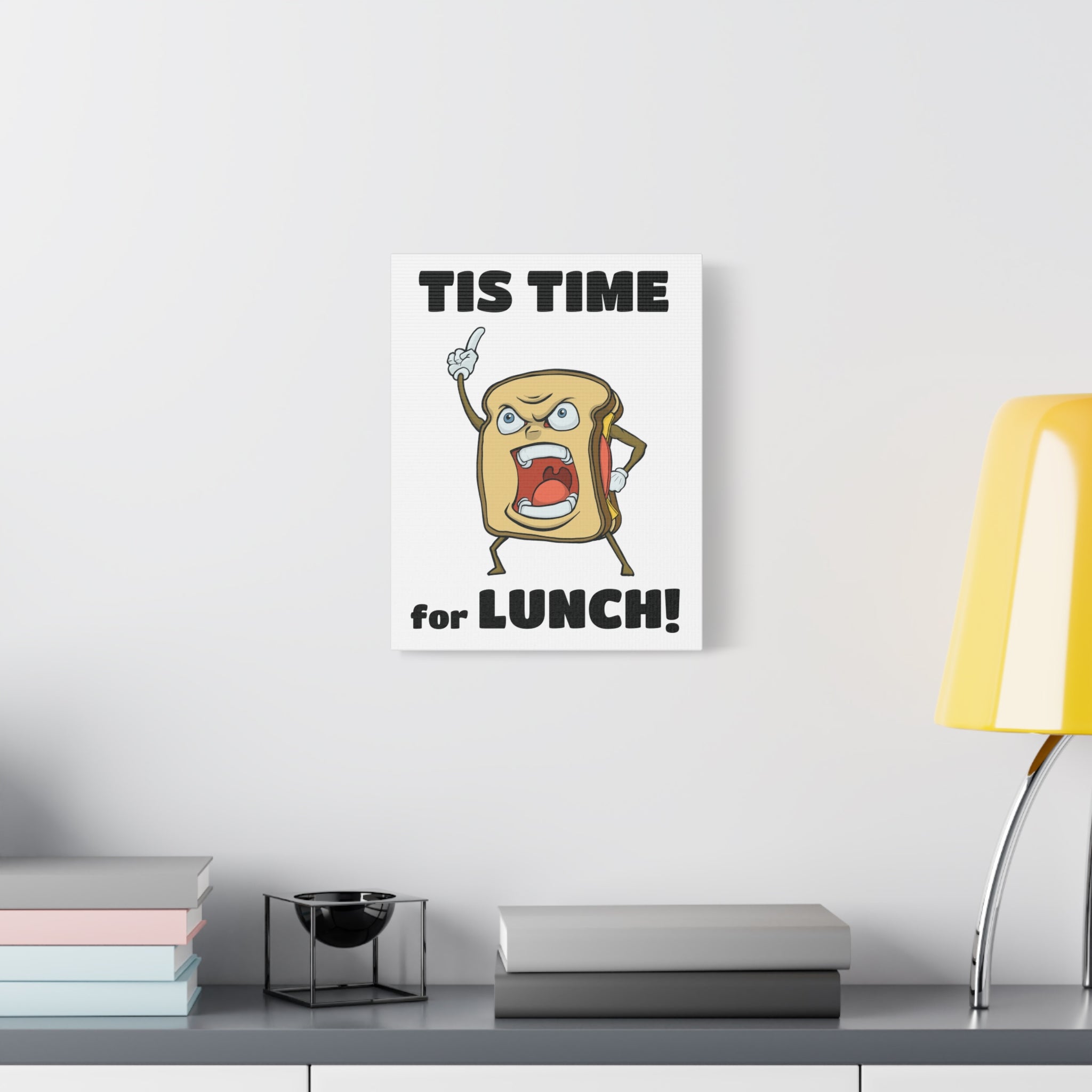 Cartoon Sandwich Declares Lunch Time | Canvas Print | Funny Food Wall Art