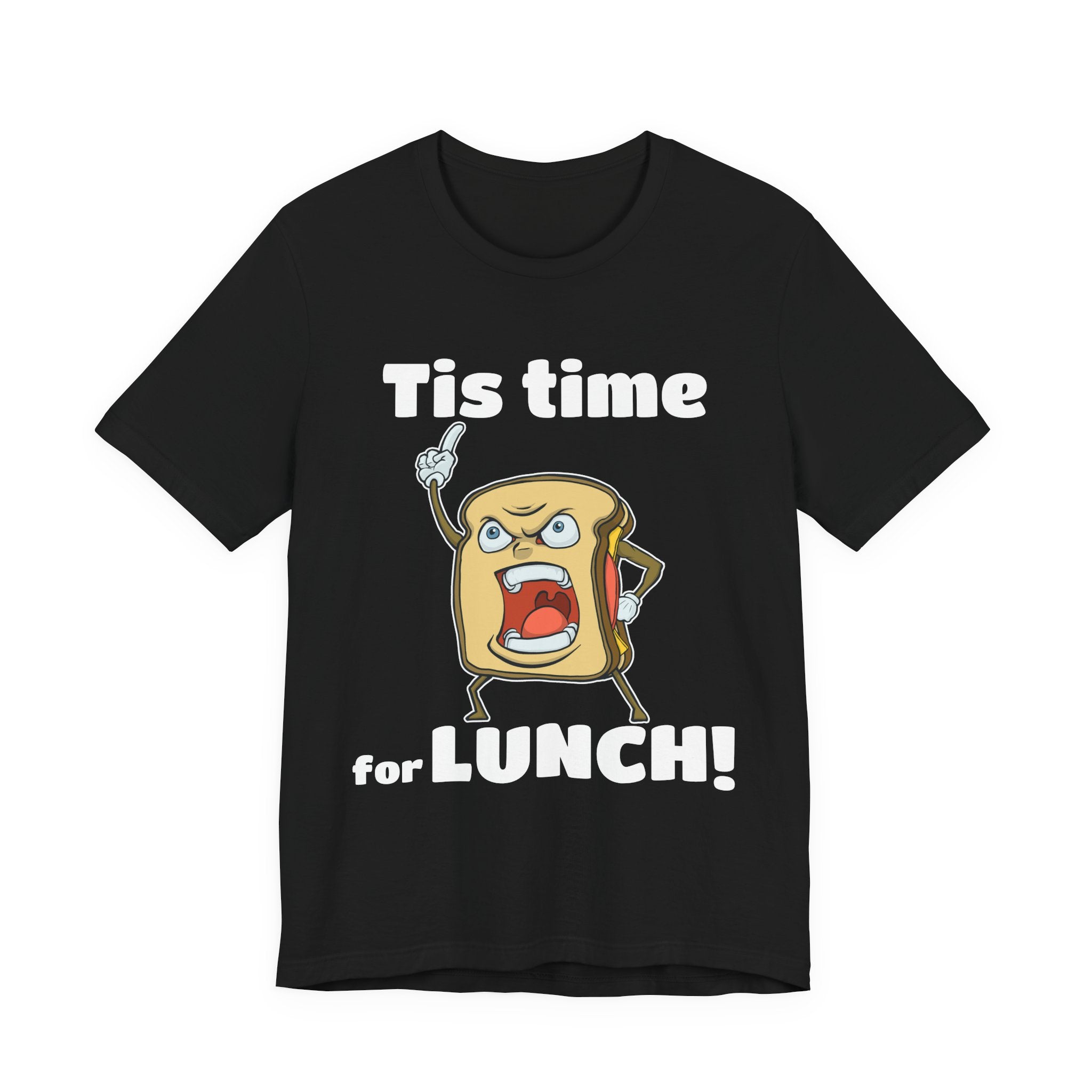Cartoon Sandwich Declares Lunch Time | Dark Colors Unisex Tee