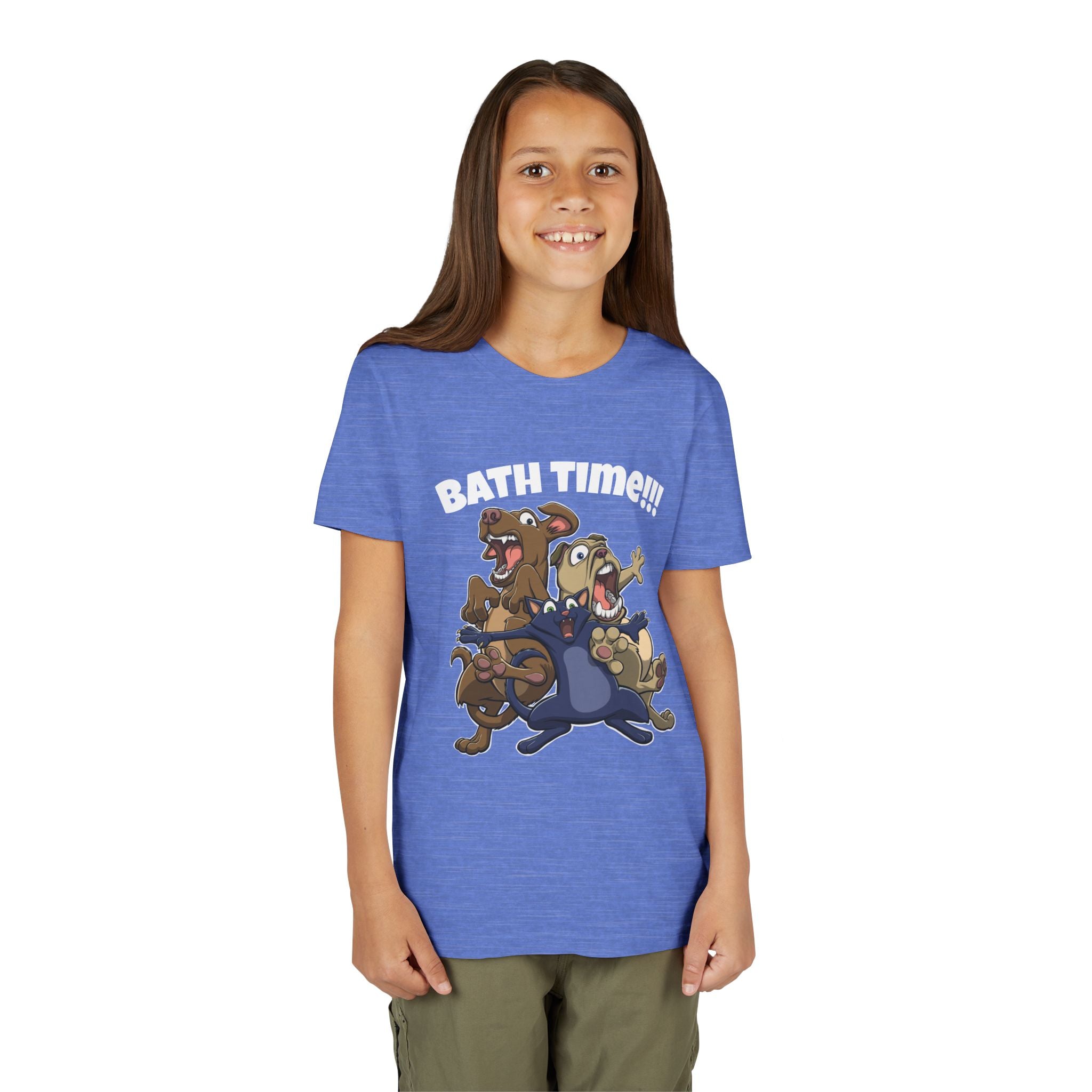 Funny Bath Time Cat & Dogs Cartoon | Kids Jersey Tee