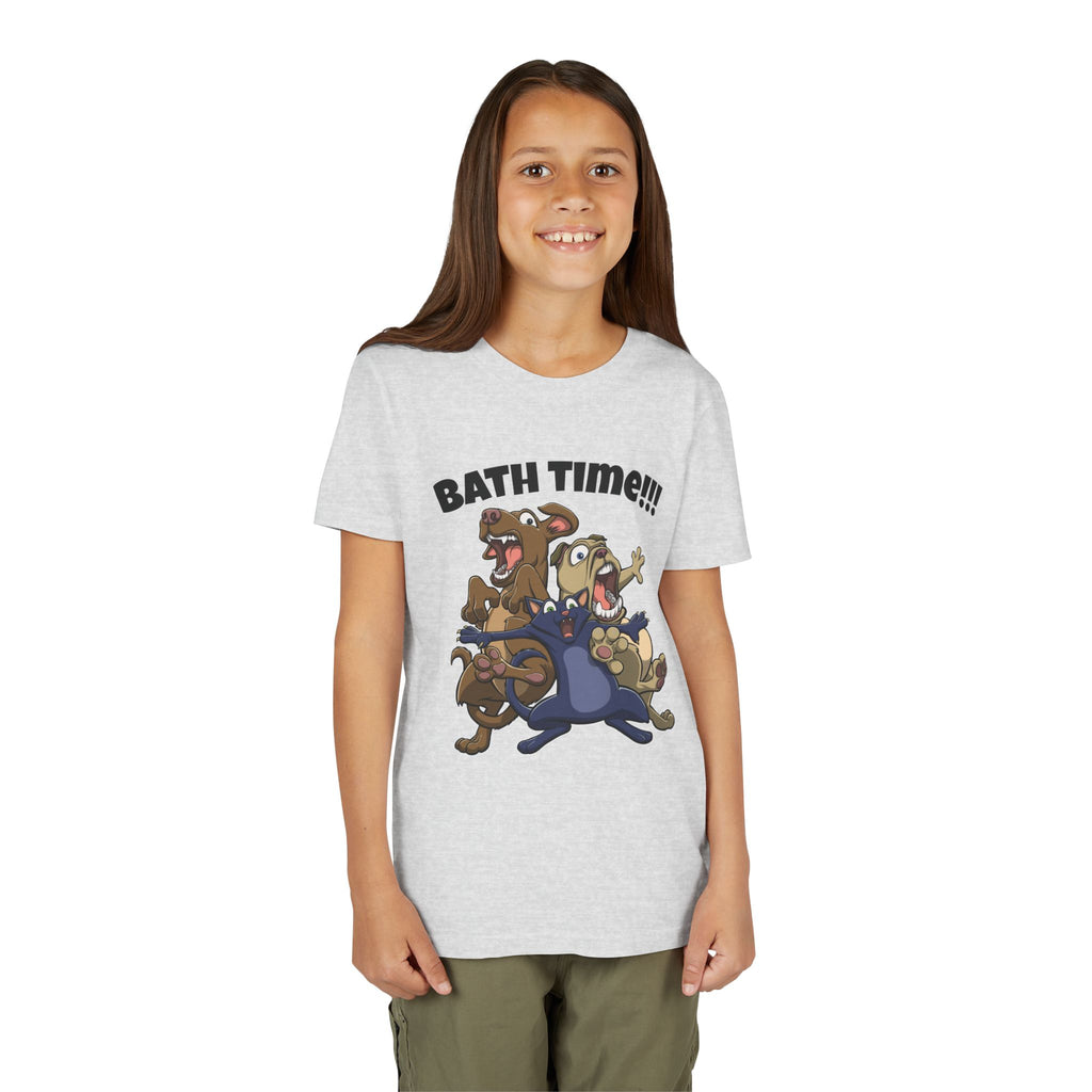 Funny Bath Time Cat & Dogs Cartoon | Kids Jersey Tee