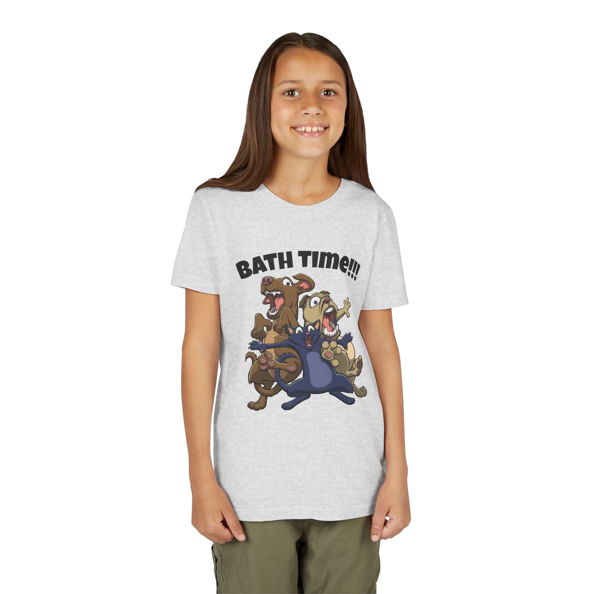 Funny Bath Time Cat & Dogs Cartoon | Kids Jersey Tee