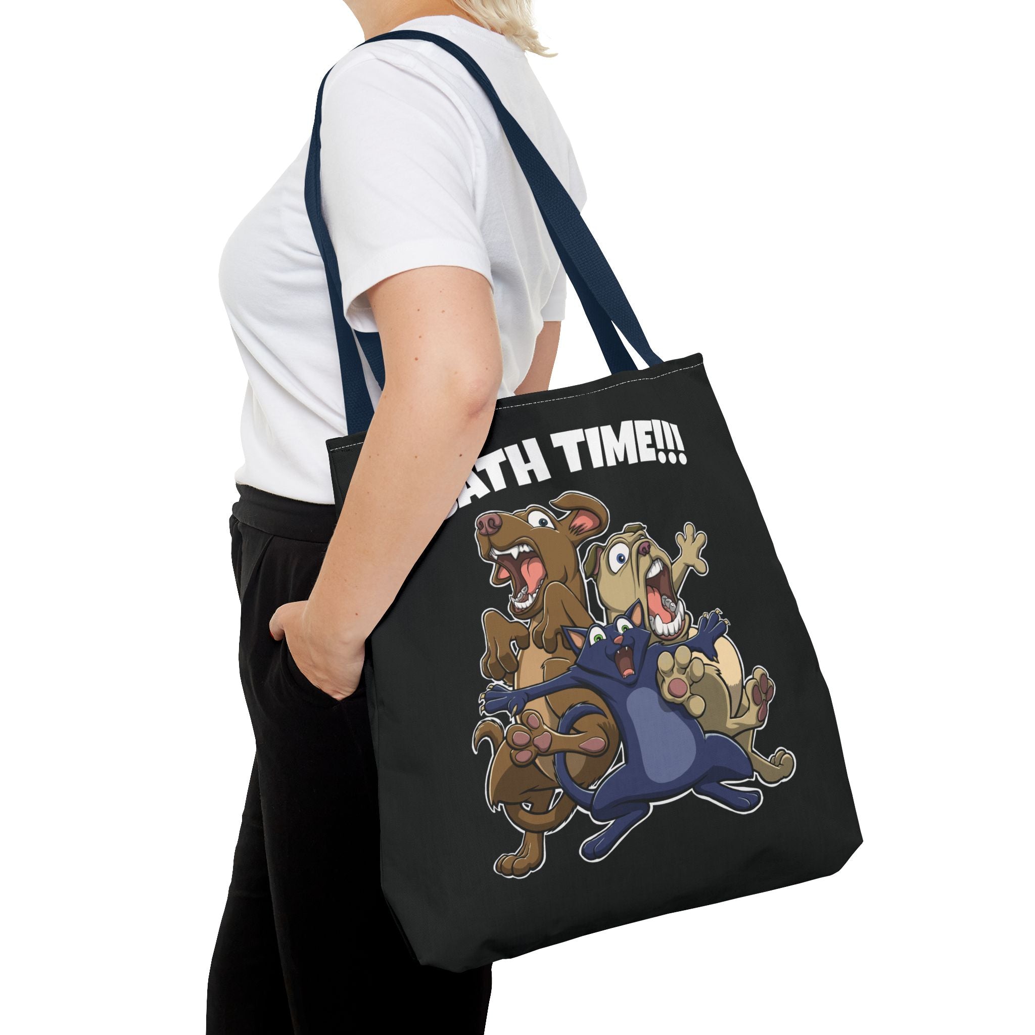 Funny Bath Time Cat & Dogs Cartoon | Tote Bag