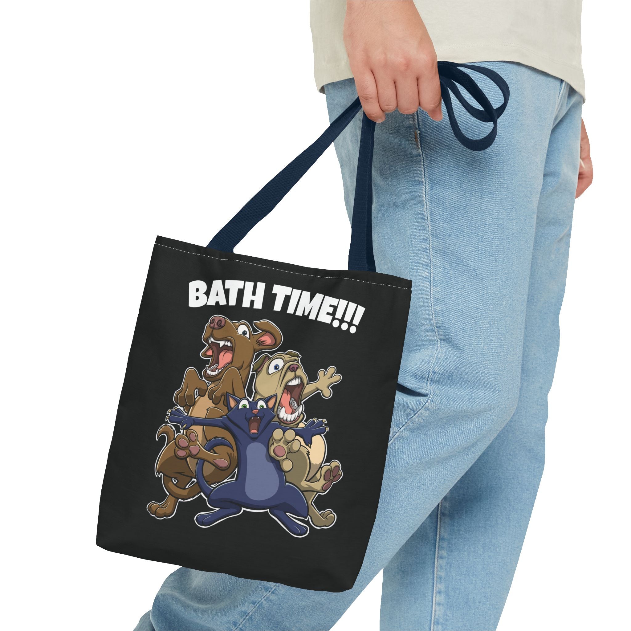 Funny Bath Time Cat & Dogs Cartoon | Tote Bag
