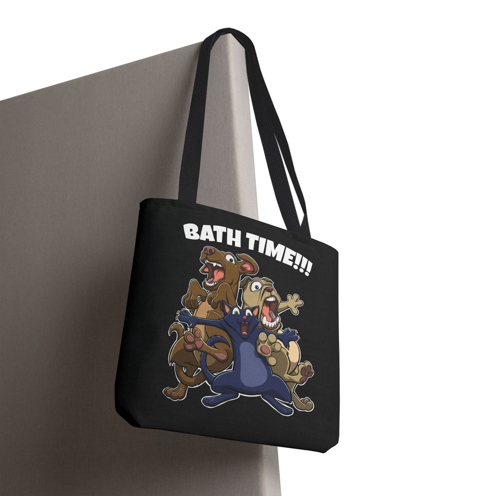 Funny Bath Time Cat & Dogs Cartoon | Tote Bag