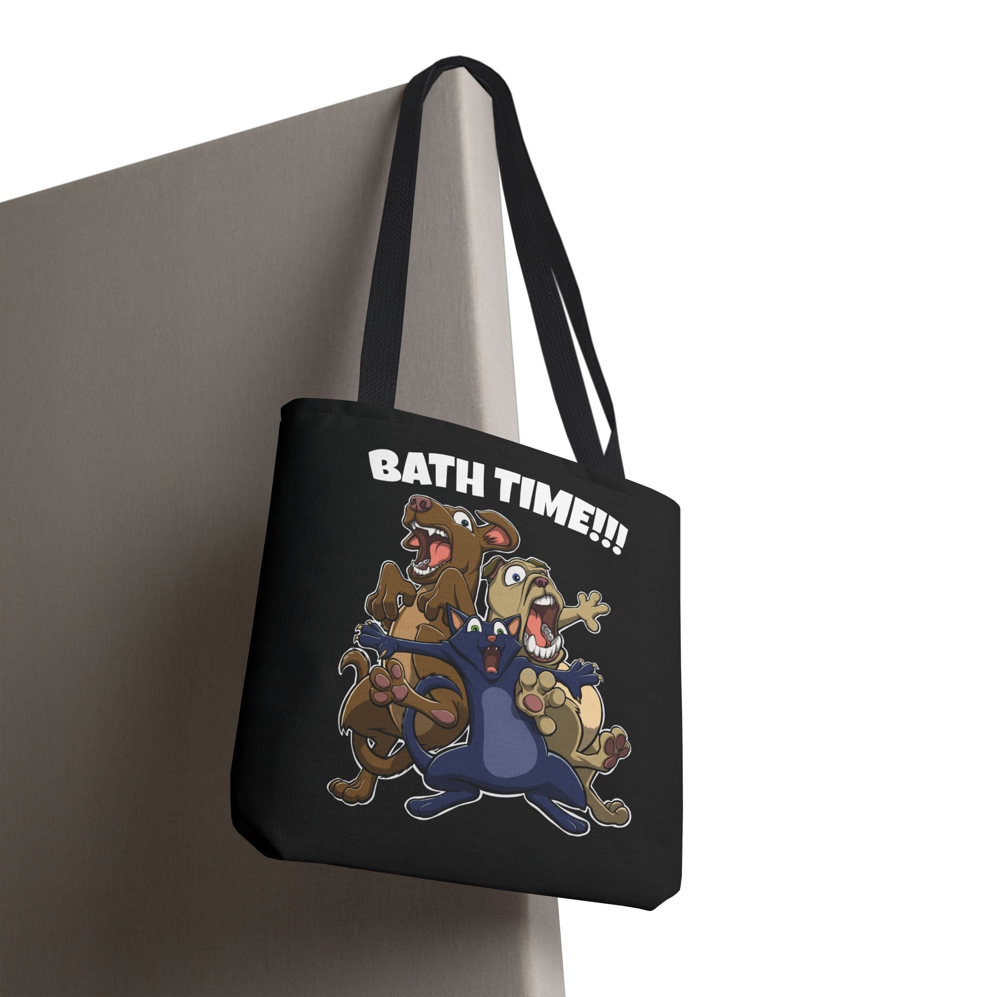 Funny Bath Time Cat & Dogs Cartoon | Tote Bag