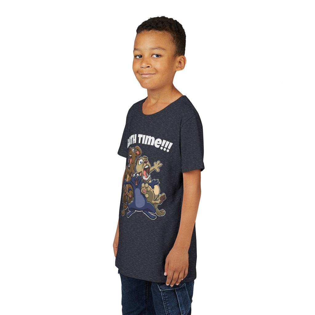 Funny Bath Time Cat & Dogs Cartoon | Kids Jersey Tee