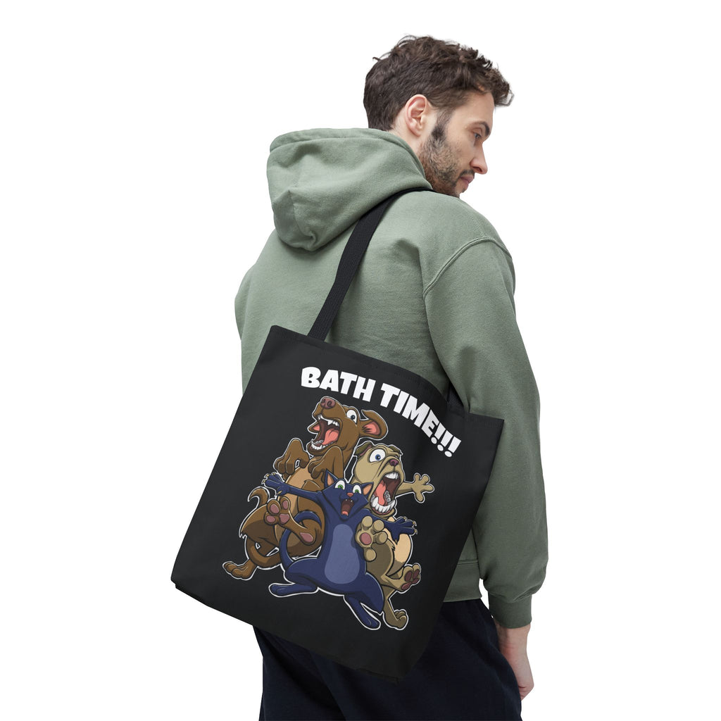 Funny Bath Time Cat & Dogs Cartoon | Tote Bag