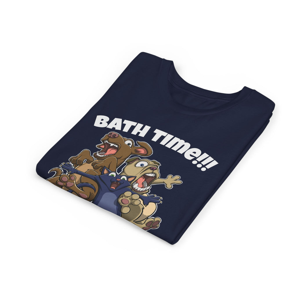 Funny Bath Time Cat & Dogs Cartoon | Kids Jersey Tee