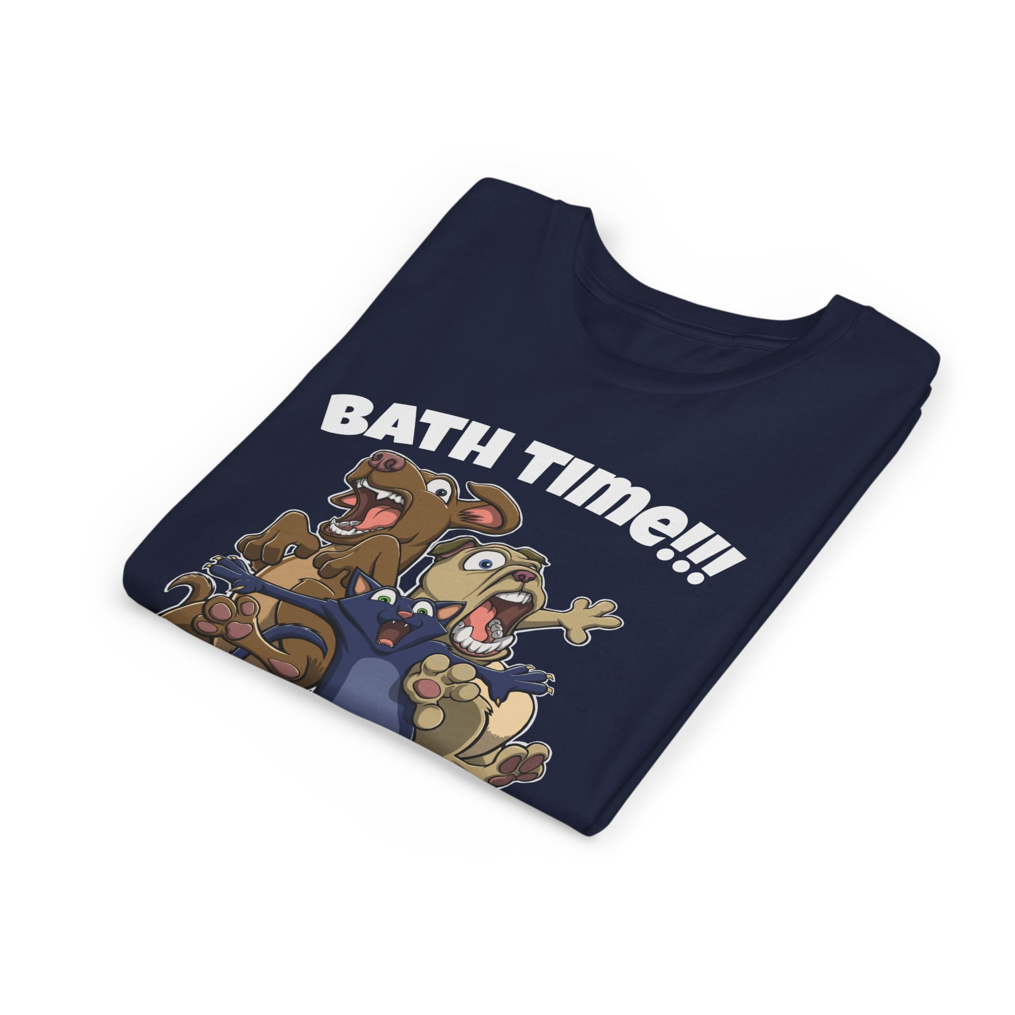 Funny Bath Time Cat & Dogs Cartoon | Kids Jersey Tee