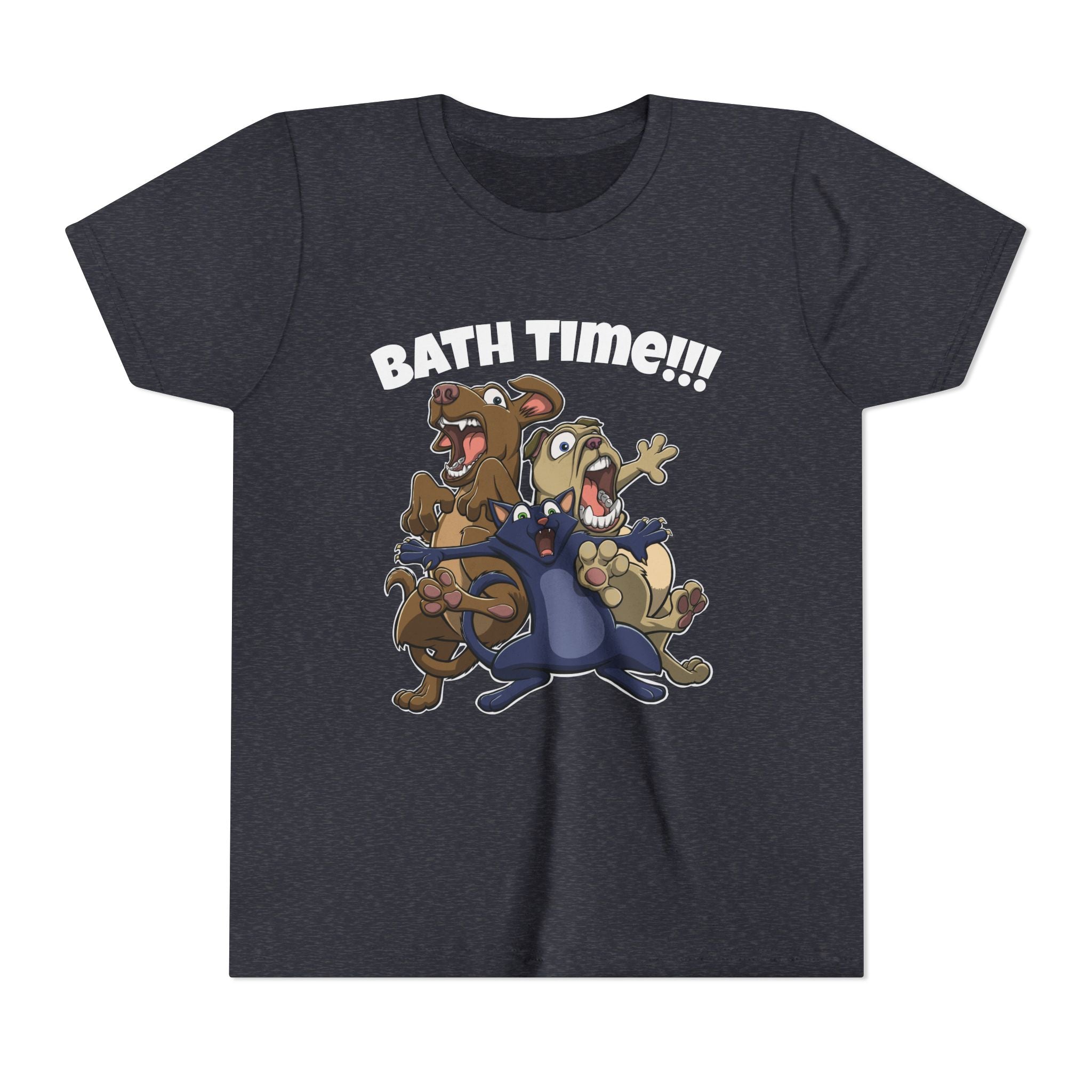 Funny Bath Time Cat & Dogs Cartoon | Kids Jersey Tee