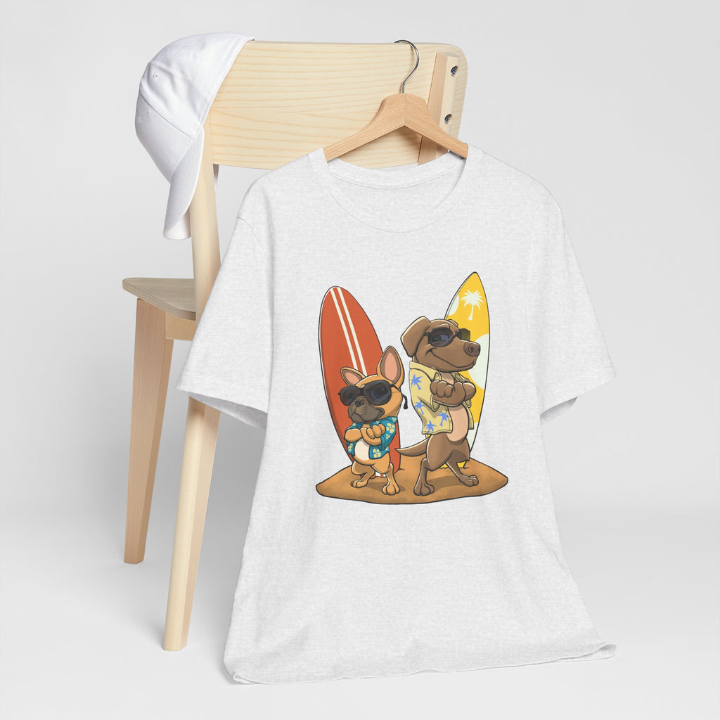 Surfer Dogs Unisex T-Shirt | Funny Cartoon Dog Tee