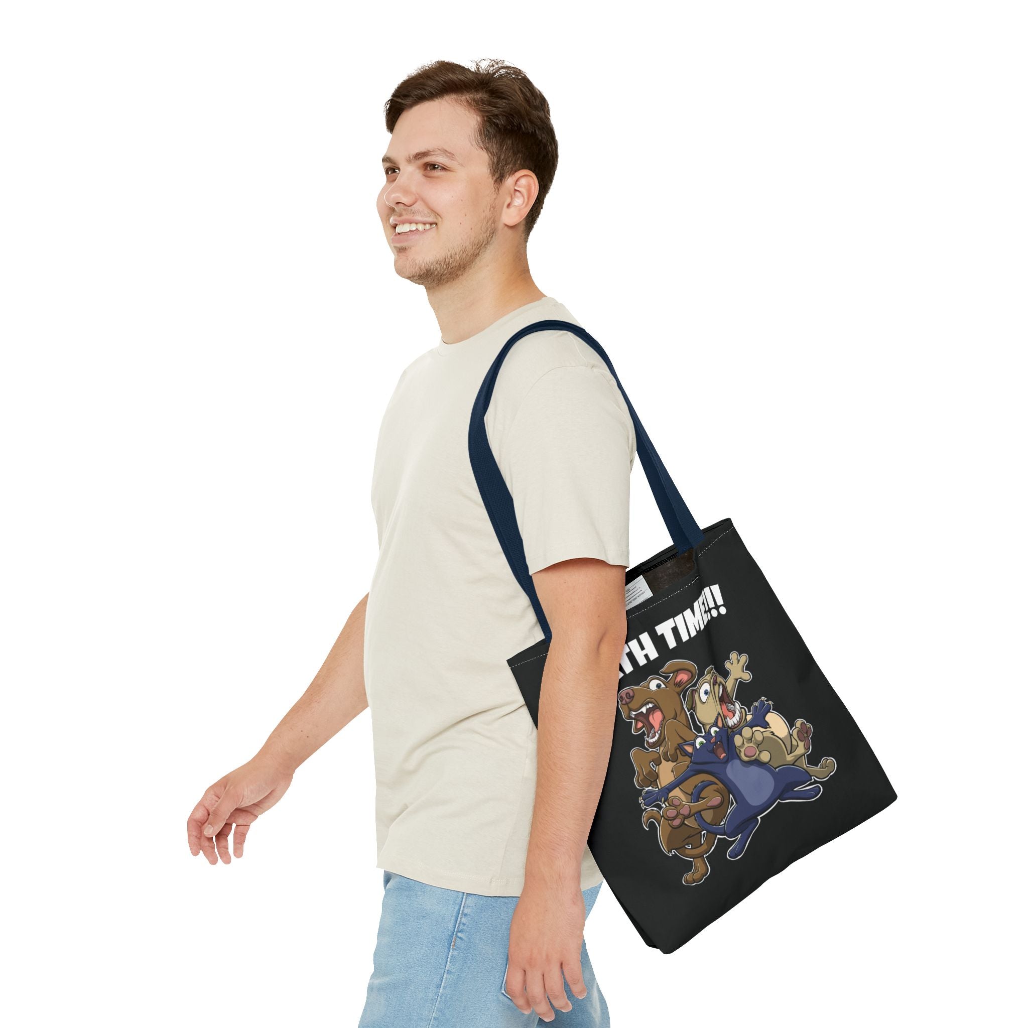 Funny Bath Time Cat & Dogs Cartoon | Tote Bag