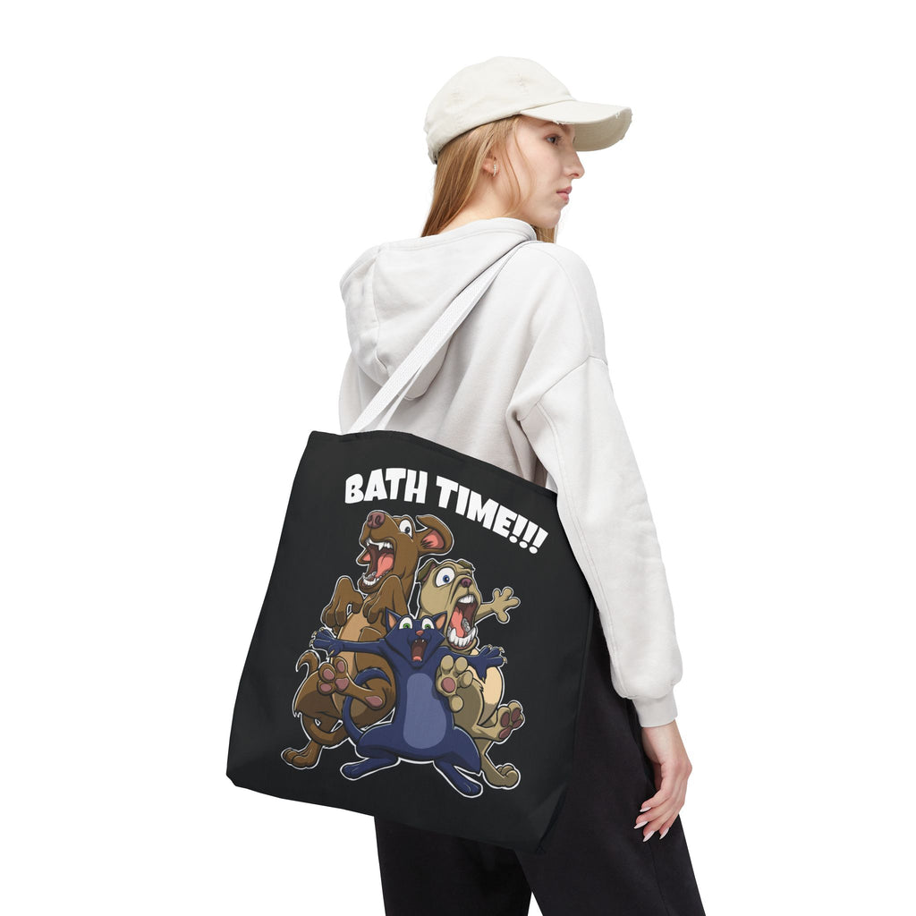 Funny Bath Time Cat & Dogs Cartoon | Tote Bag