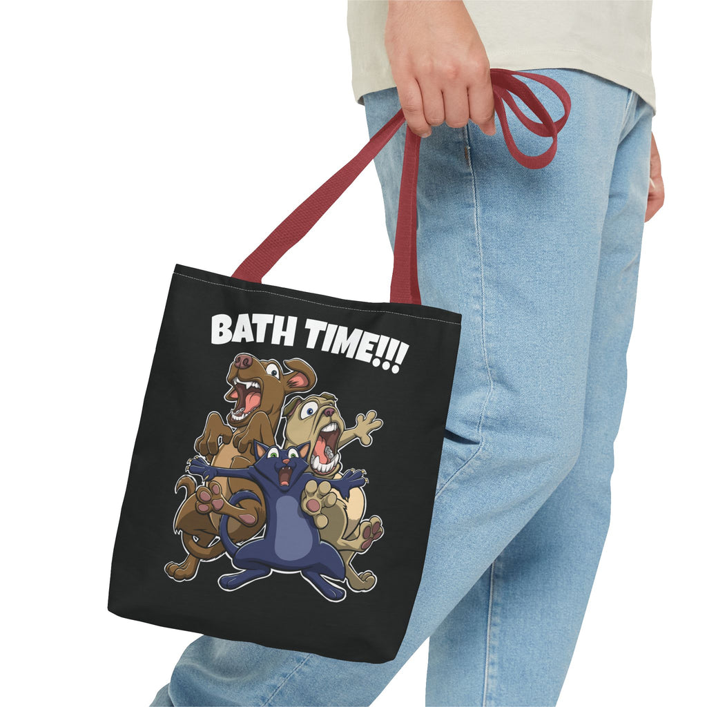 Funny Bath Time Cat & Dogs Cartoon | Tote Bag