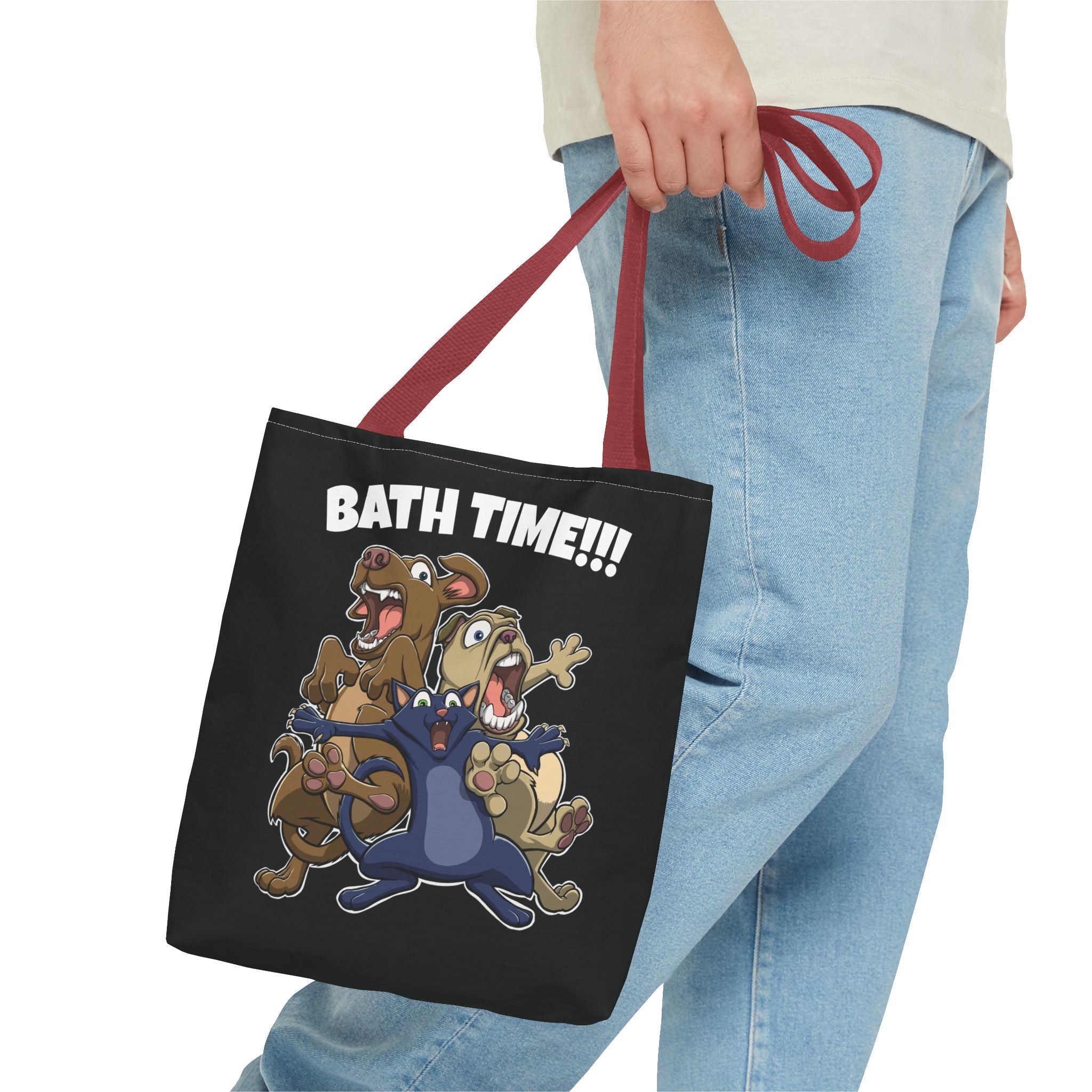 Funny Bath Time Cat & Dogs Cartoon | Tote Bag