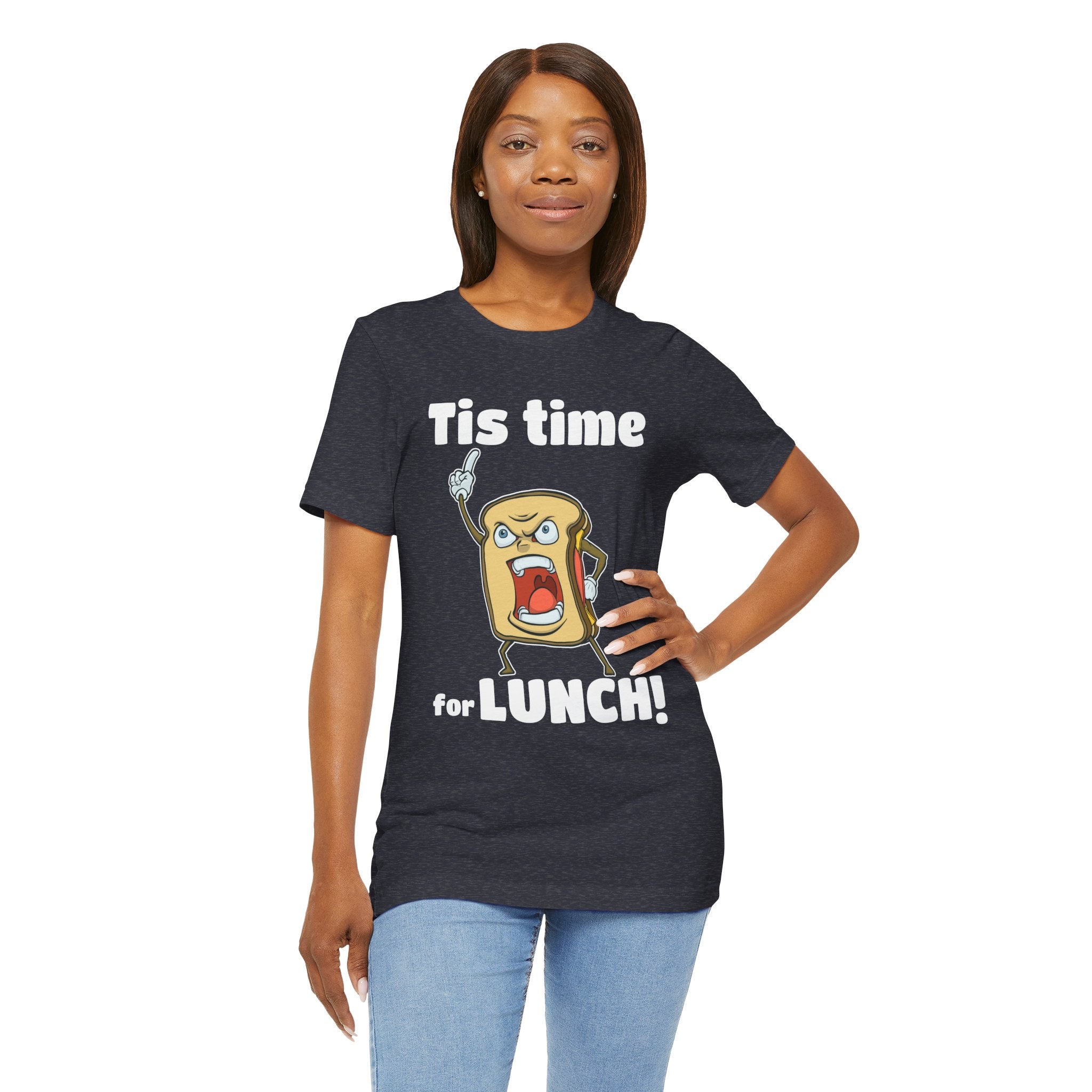Cartoon Sandwich Declares Lunch Time | Dark Colors Unisex Tee
