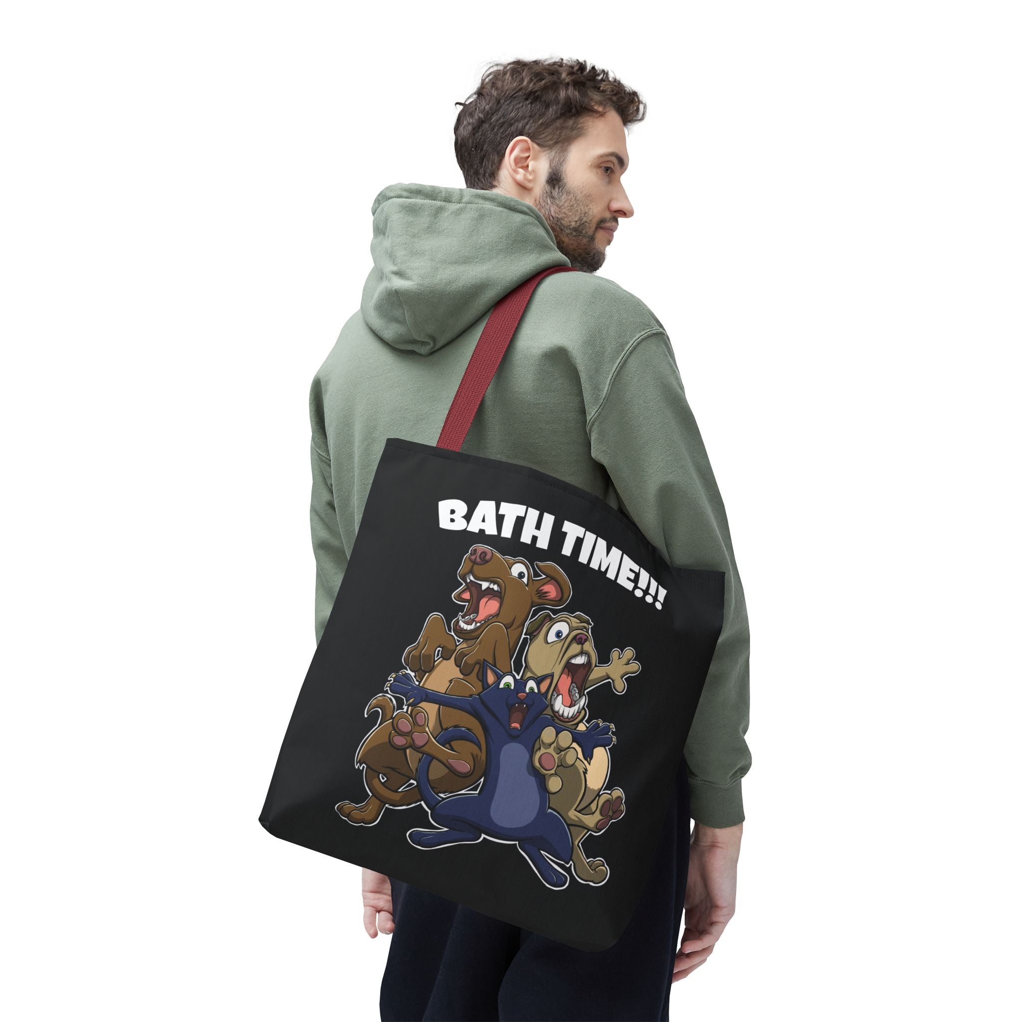 Funny Bath Time Cat & Dogs Cartoon | Tote Bag