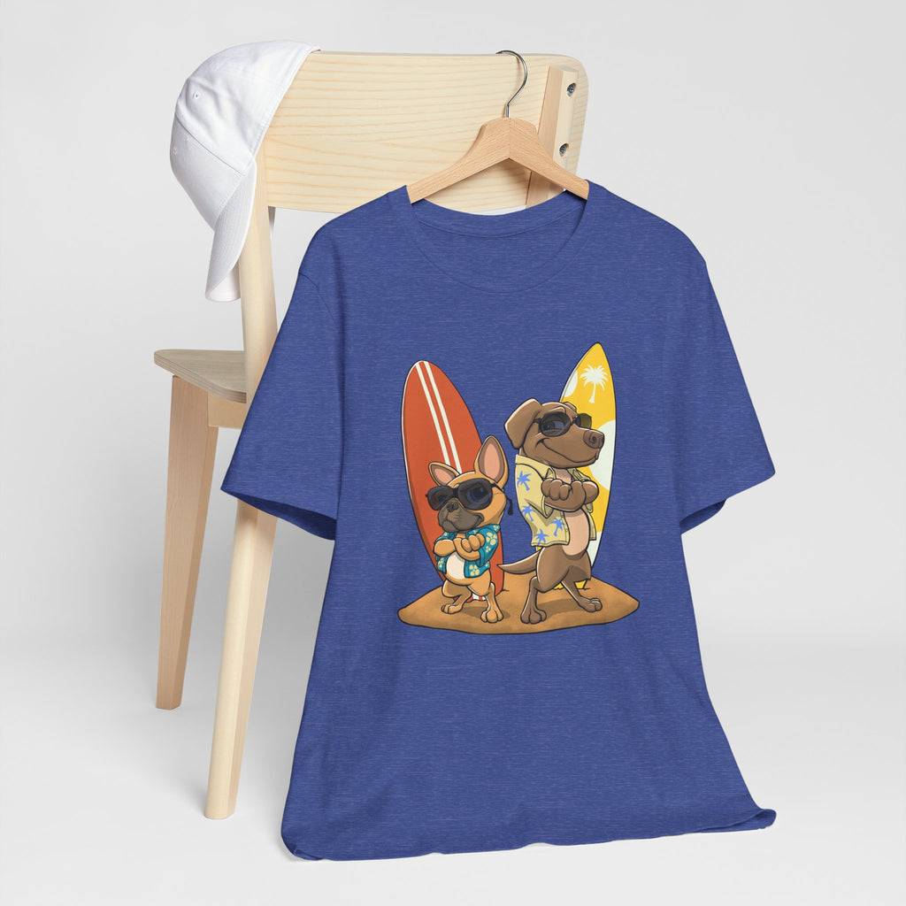 Surfer Dogs Unisex T-Shirt | Funny Cartoon Dog Tee