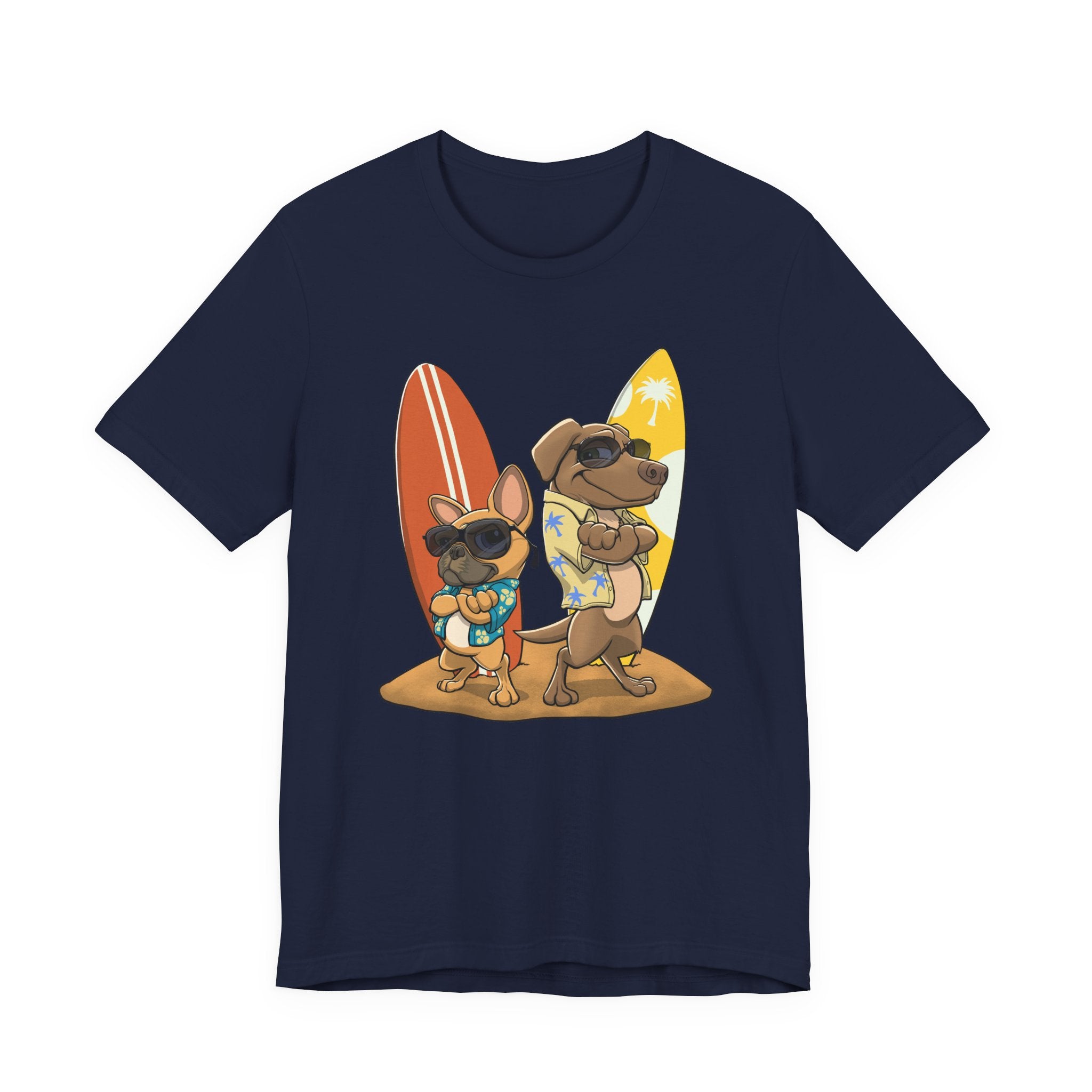 Surfer Dogs Unisex T-Shirt | Funny Cartoon Dog Tee