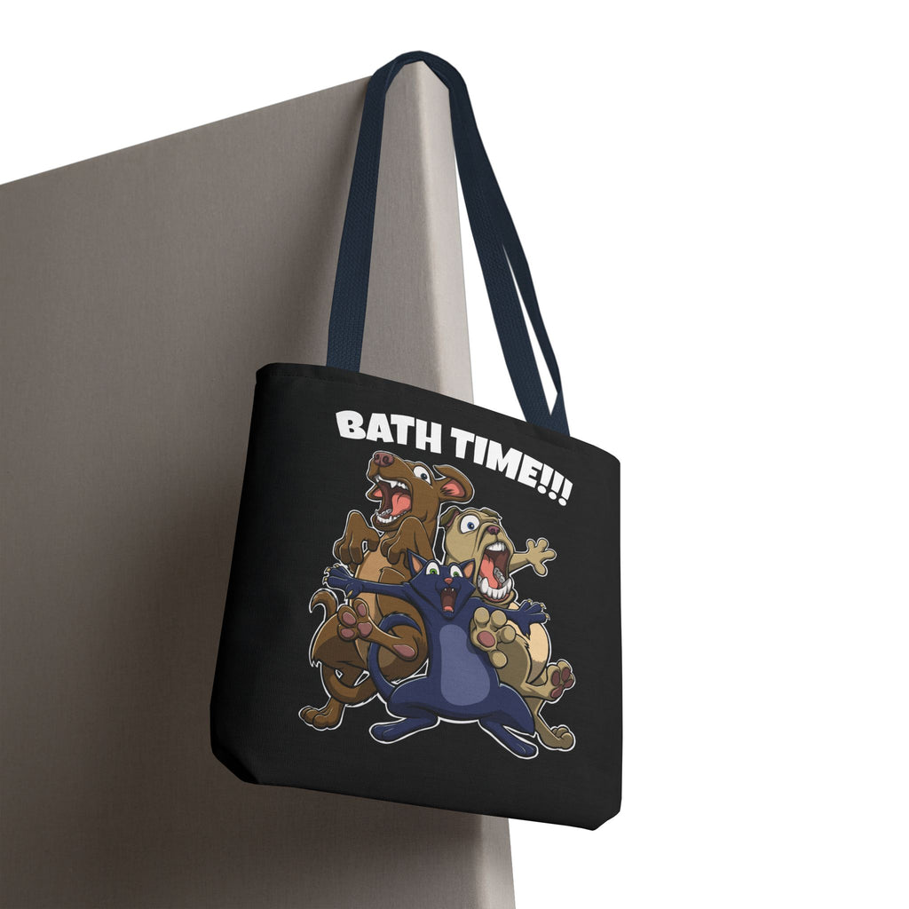 Funny Bath Time Cat & Dogs Cartoon | Tote Bag