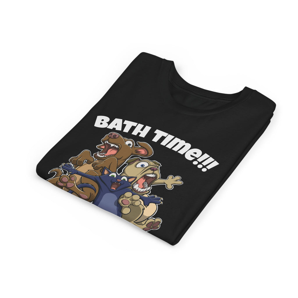 Funny Bath Time Cat & Dogs Cartoon | Kids Jersey Tee