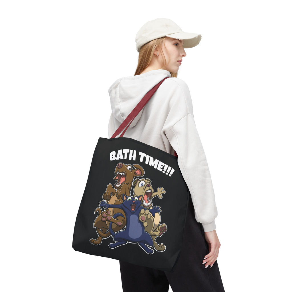 Funny Bath Time Cat & Dogs Cartoon | Tote Bag
