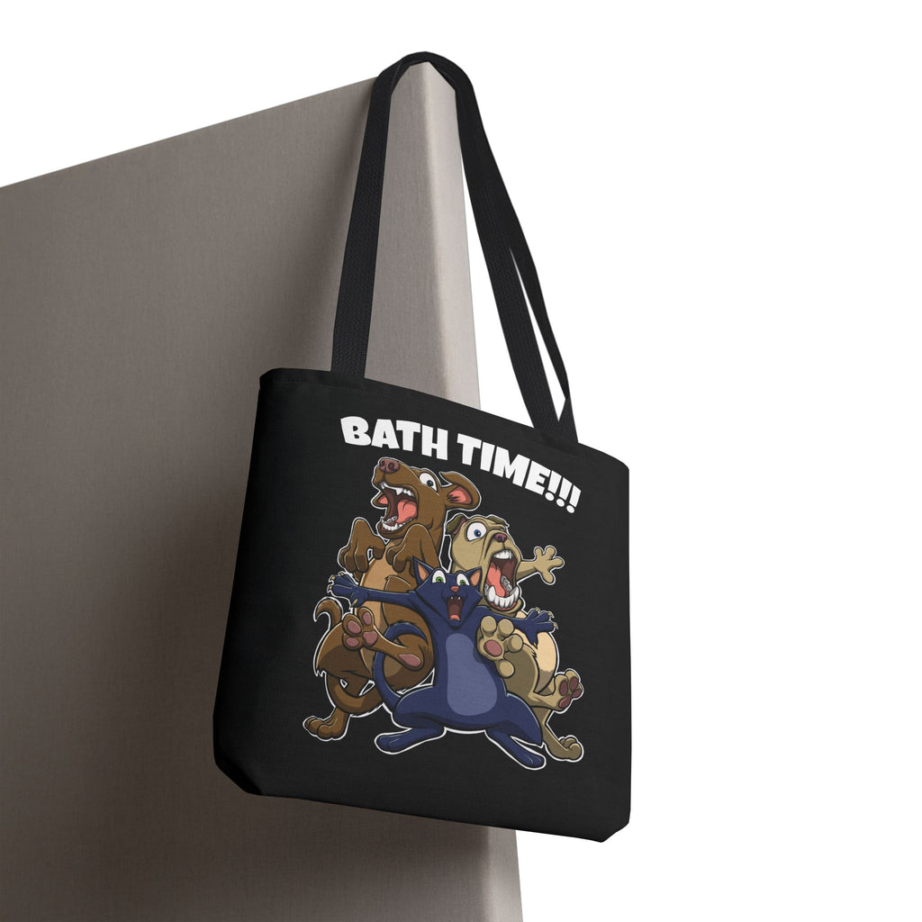 Funny Bath Time Cat & Dogs Cartoon | Tote Bag