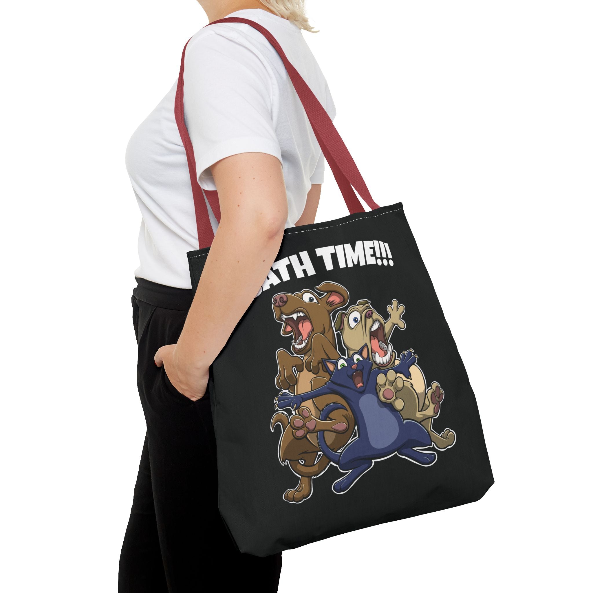 Funny Bath Time Cat & Dogs Cartoon | Tote Bag